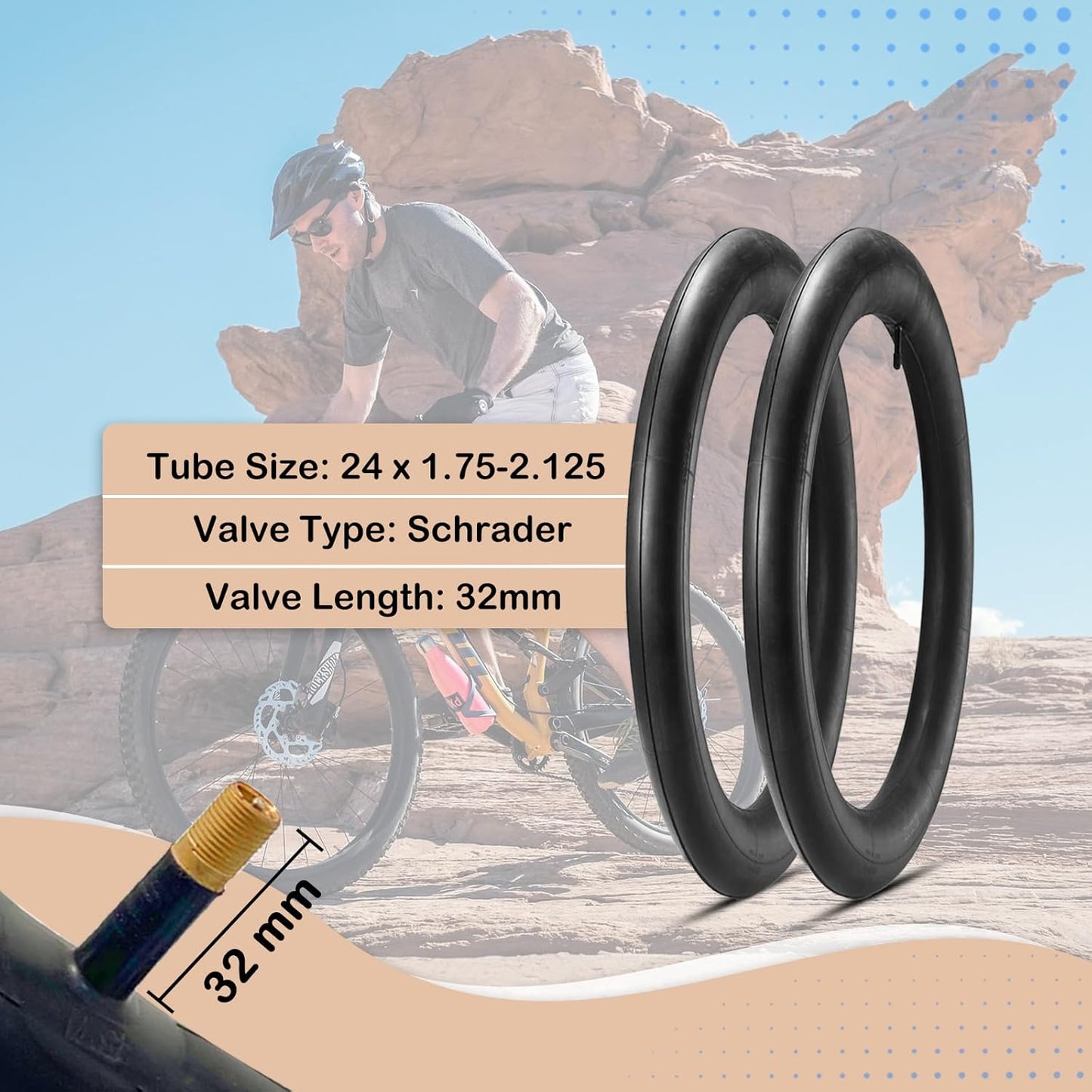 MOHEGIA Mountain Bike Tires: 20/24/26/27.5-inch Folding Replacement MTB Bicycle Tires 2-Pack