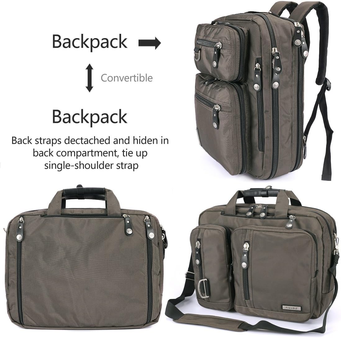 18.4 Inches Laptop Bag Multi-function Briefcase Backpack with Handle (Army Green)