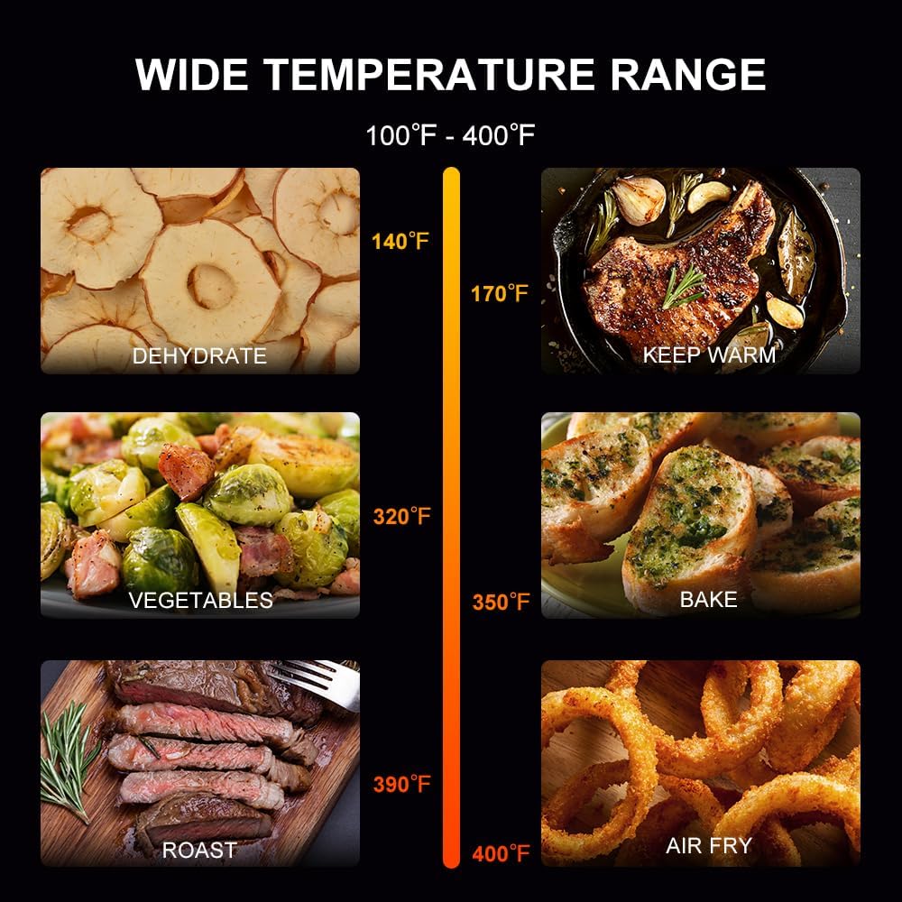 Air Fryer 6.8 Quarts, 10-in-1 Functions, Air Fry, Roast, Bake, Broil, Dehydrate