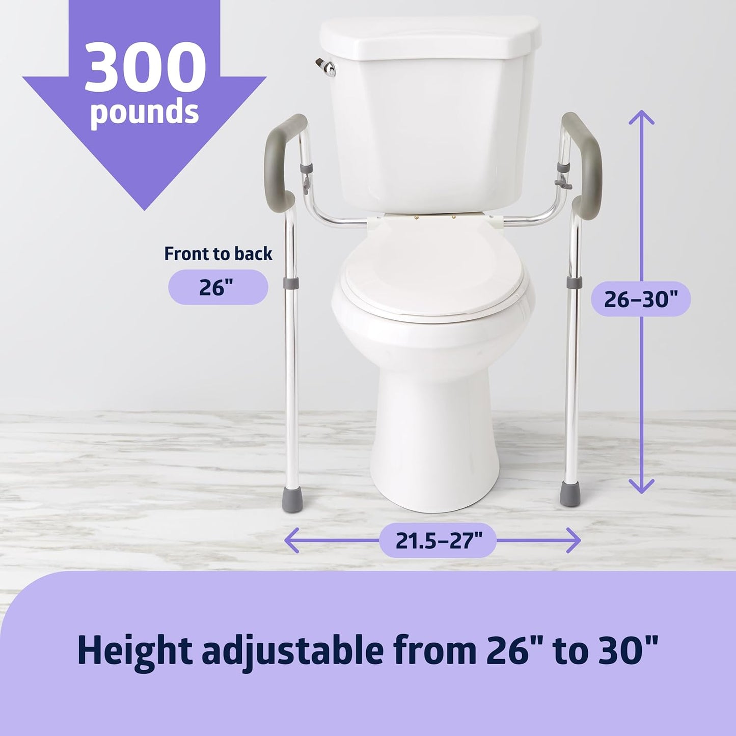 Medline Guardian Toilet Safety Rail - Adjustable Height, Robust & Reliable