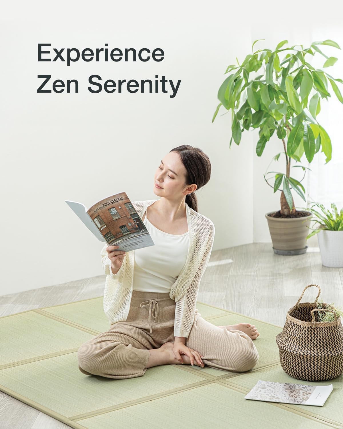 FULI Japanese Tatami Mattress, Igusa Mat (Japanese Rush Grass) Foldable, (Natural, Full)