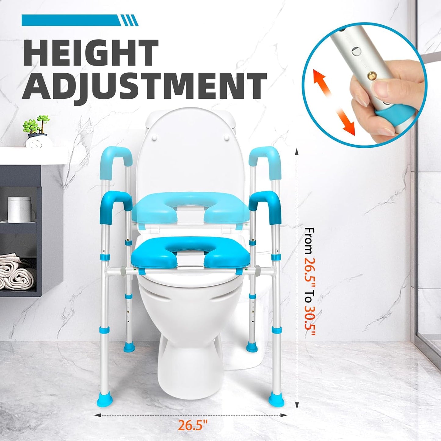 Gillion Raised Toilet Seat with Handles,  300Lbs Stand Alone