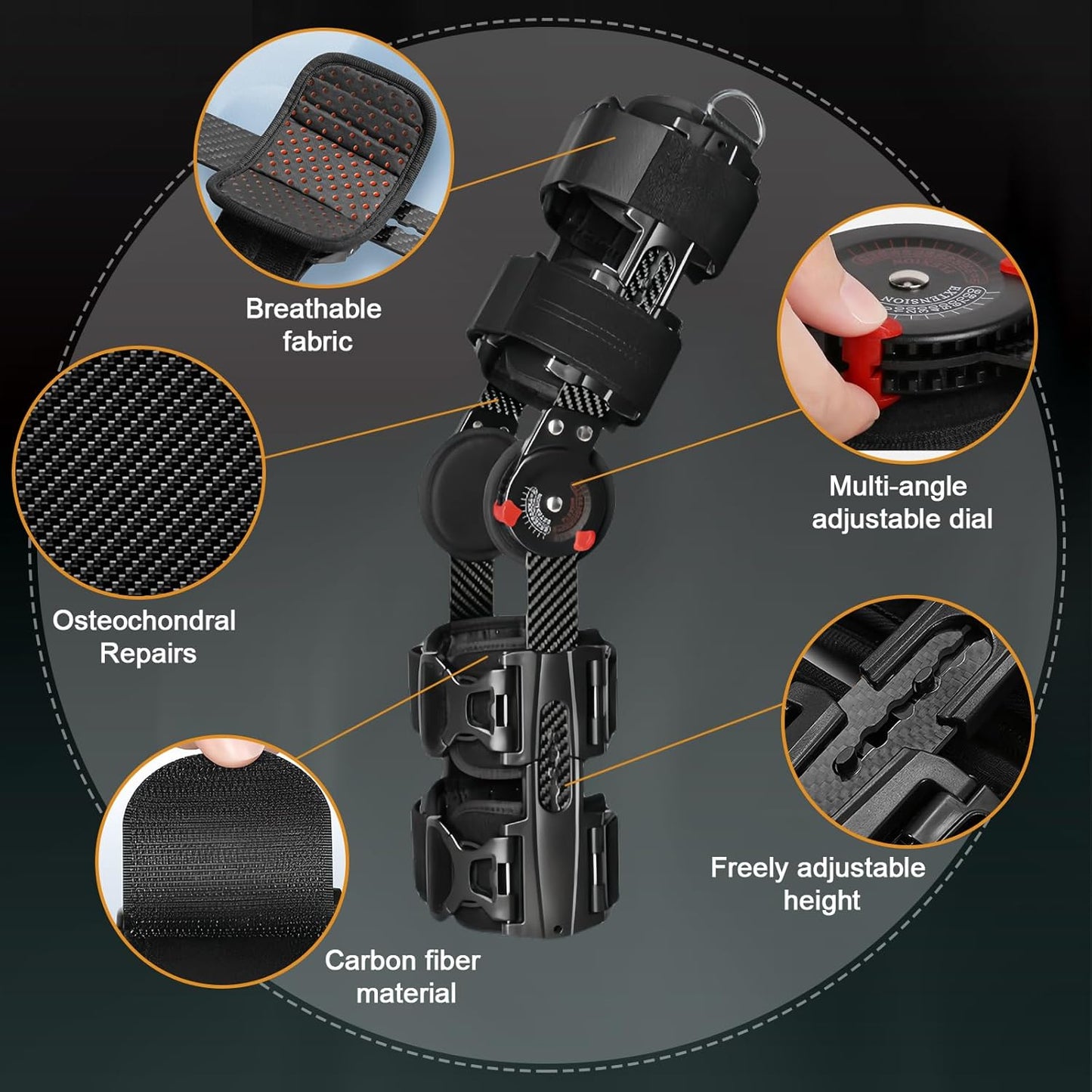 Carbon Fiber Unloader Knee Brace,Hinged Brace Knee Immobilizer