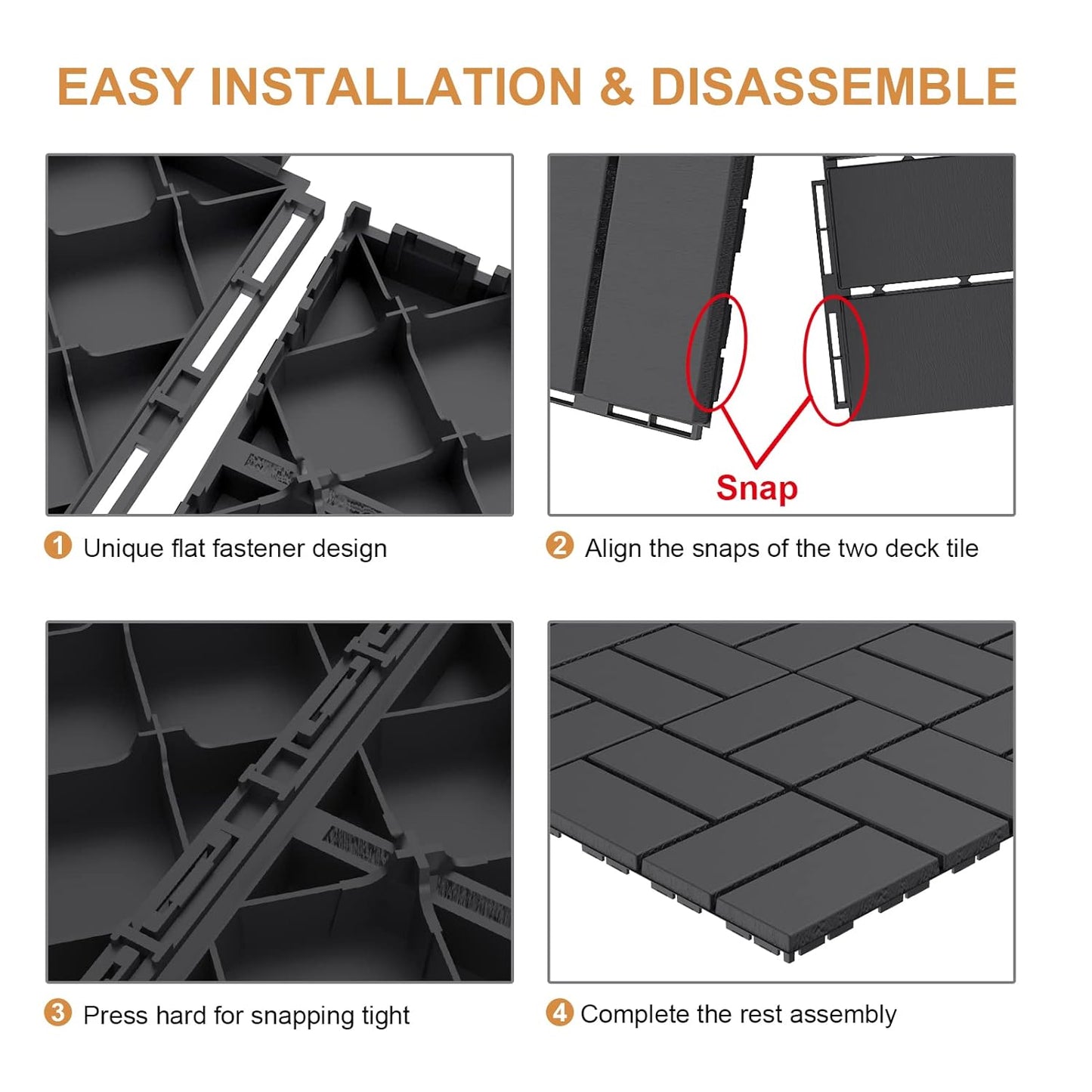 Goovilla Plastic Interlocking Deck Tiles, 27 Pack Outdoor Patio Flooring, 12"x12"