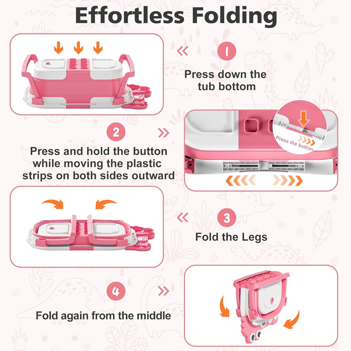 Collapsible Baby Bathtub for Newborn, Foldable Baby Bath Tub with Thermometer