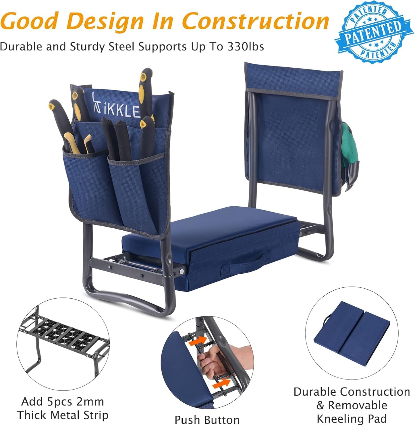 Patented Garden Kneeler and Seat Heavy Duty, Upgraded Garden Bench