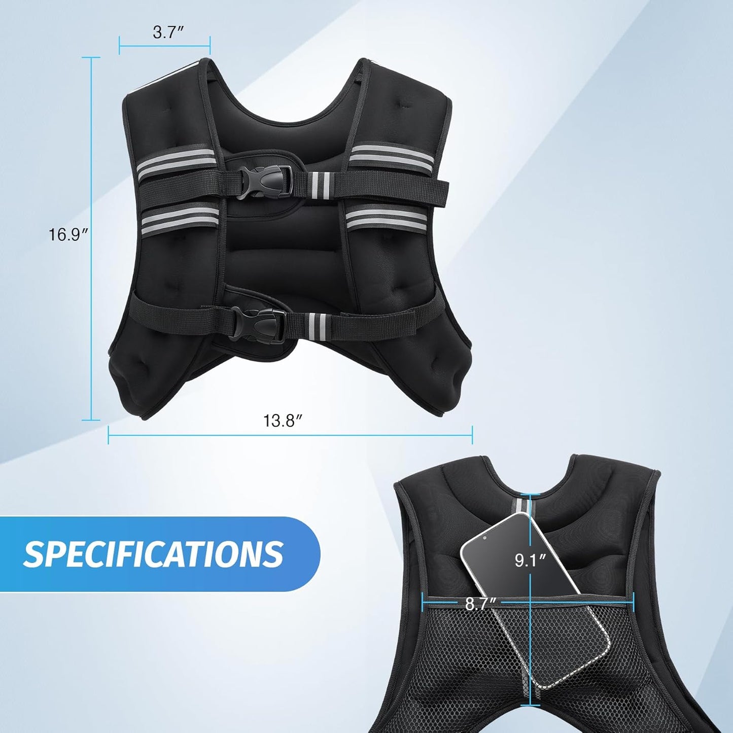 ZELUS Weighted Vest, Weight Vest with Reflective Stripe for Workout
