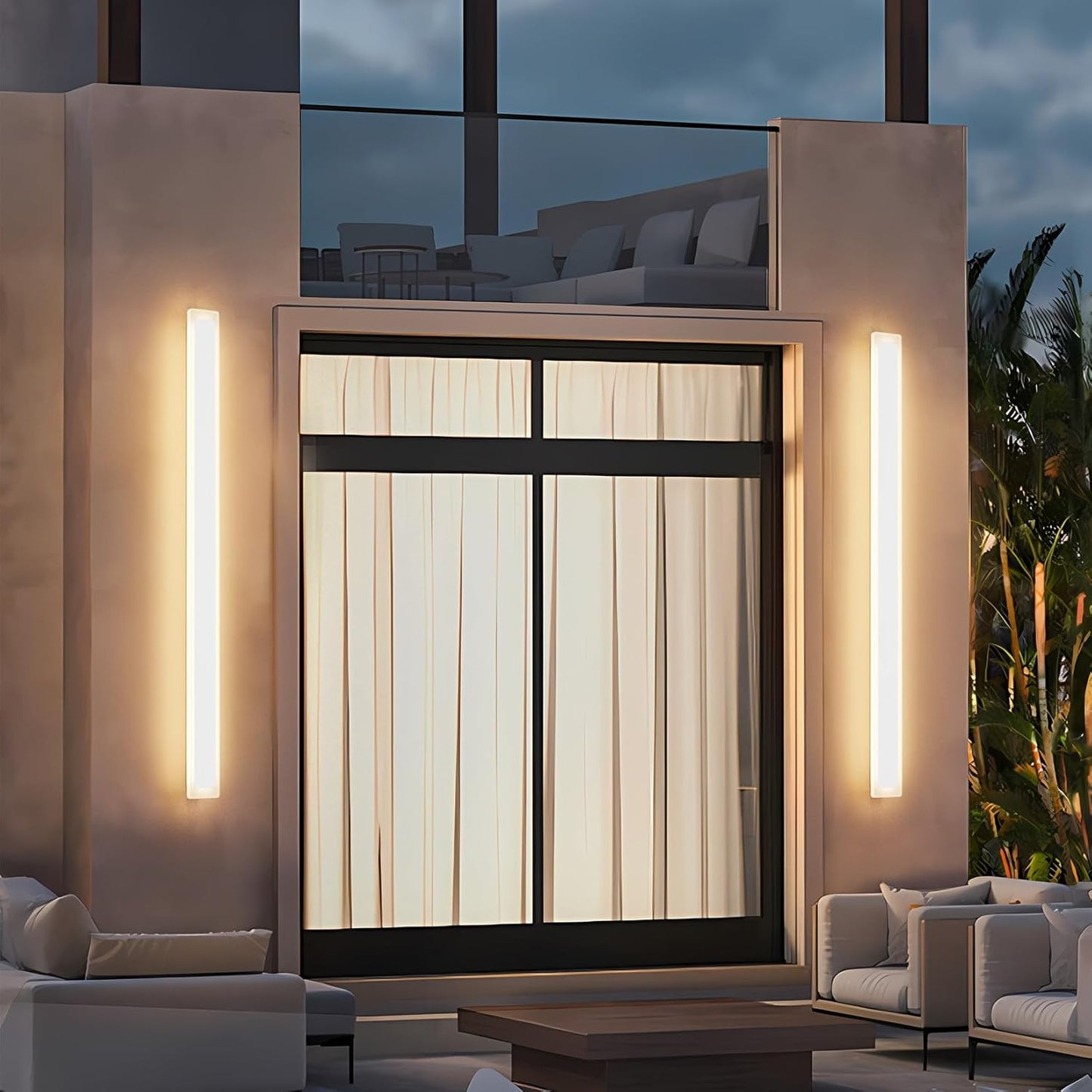 2 Pack 47.2In Long Outdoor Wall Lights 35W Exterior Wall Light 3000K Outdoor Wall Mount Lighting