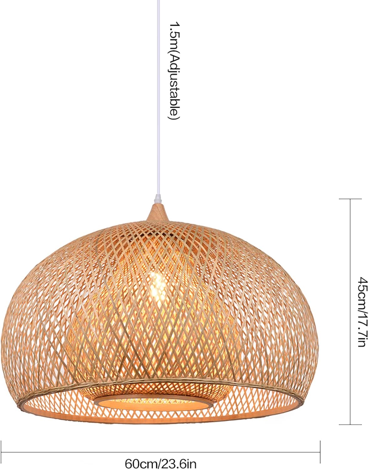 Arturesthome Weaving Bamboo Pendant Light for Kitchen Island