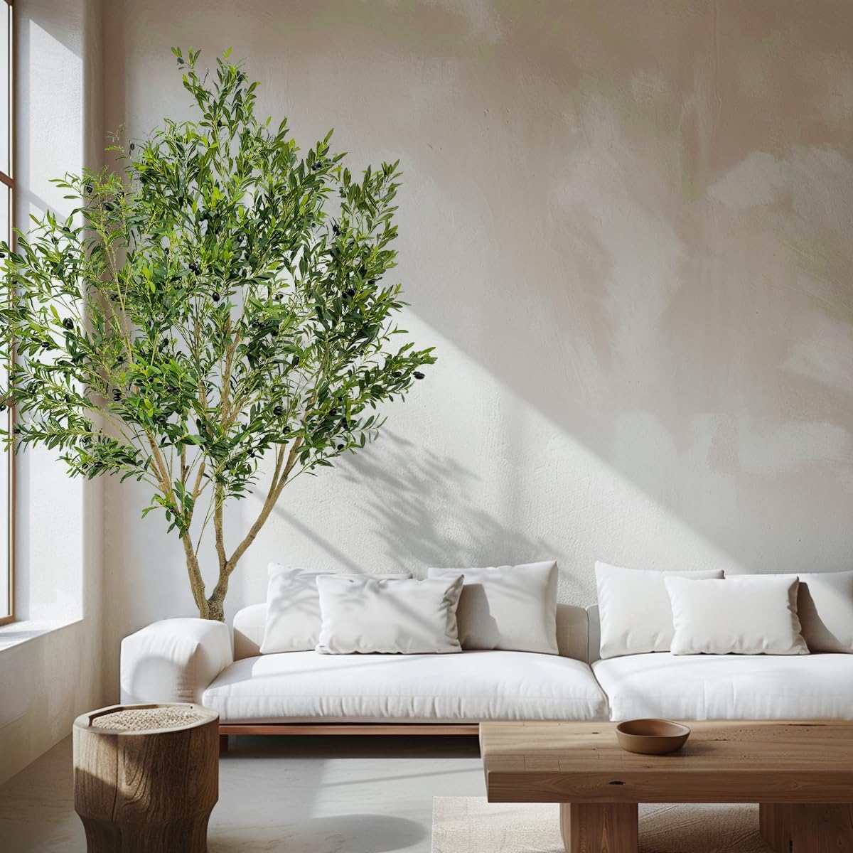 Artificial Tree Faux Olive Tree 8ft Tall Fake Olive Plant in Pot