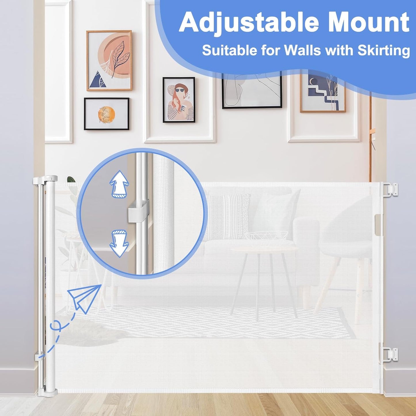 42" Tall X 56" Wide Retractable Baby Gates Extra Tall Baby Gate