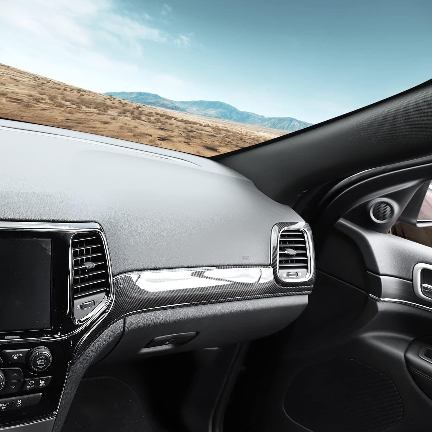 Hoolcar Dashboard Center Console Panel Trim Kit Interior Decor Accessories for 2011-2020 Jeep Grand Cherokee