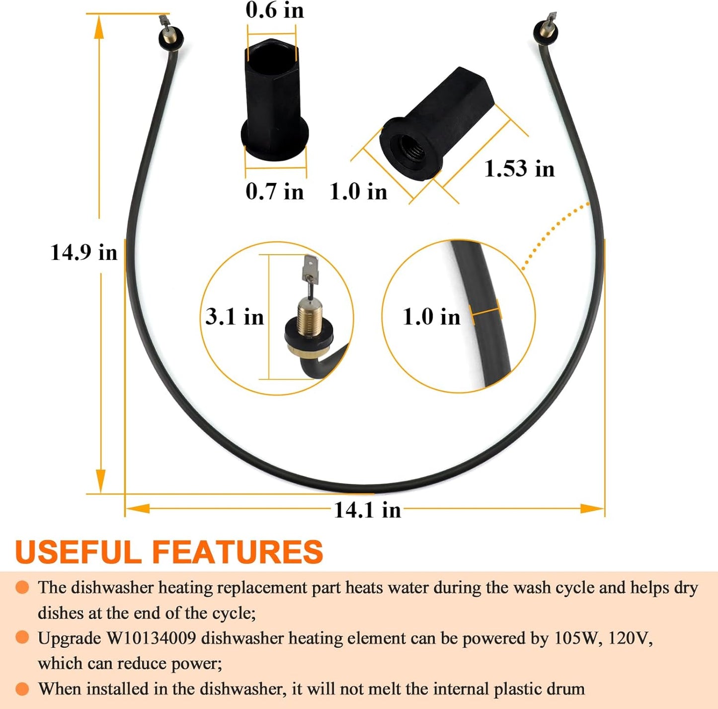 W10518394 W10134009 AP5690151 Dishwasher Heating Element Upgrade by Blutoget