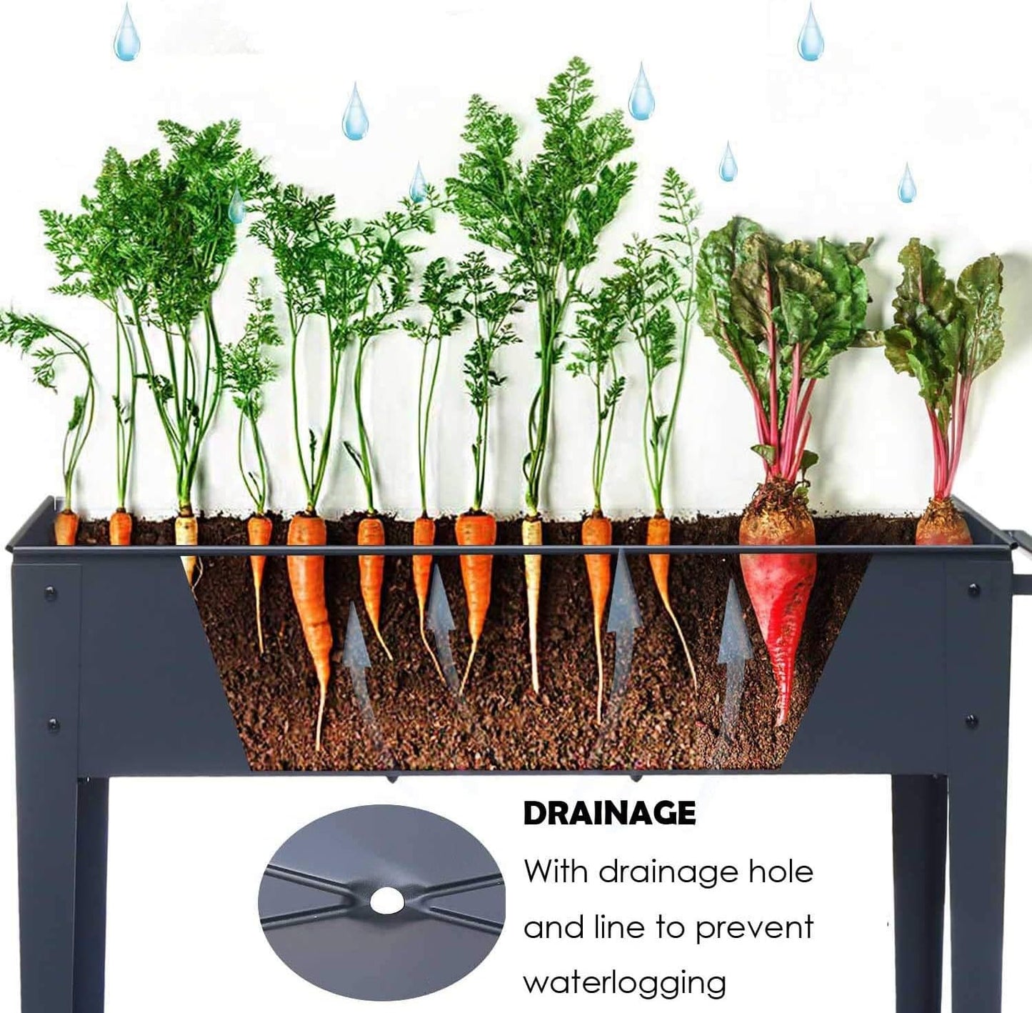 Piksedo Raised Garden Bed, Elevated Planter Metal Plant Box with Legs