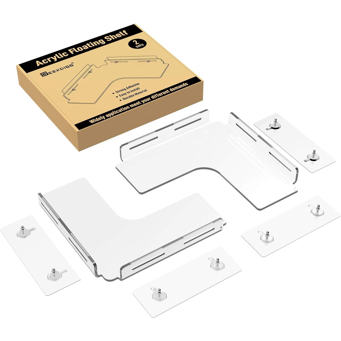 Acrylic Wall Mounted Bathroom Shelf with No Drilling Traceless Adhesive - T&S Outlets