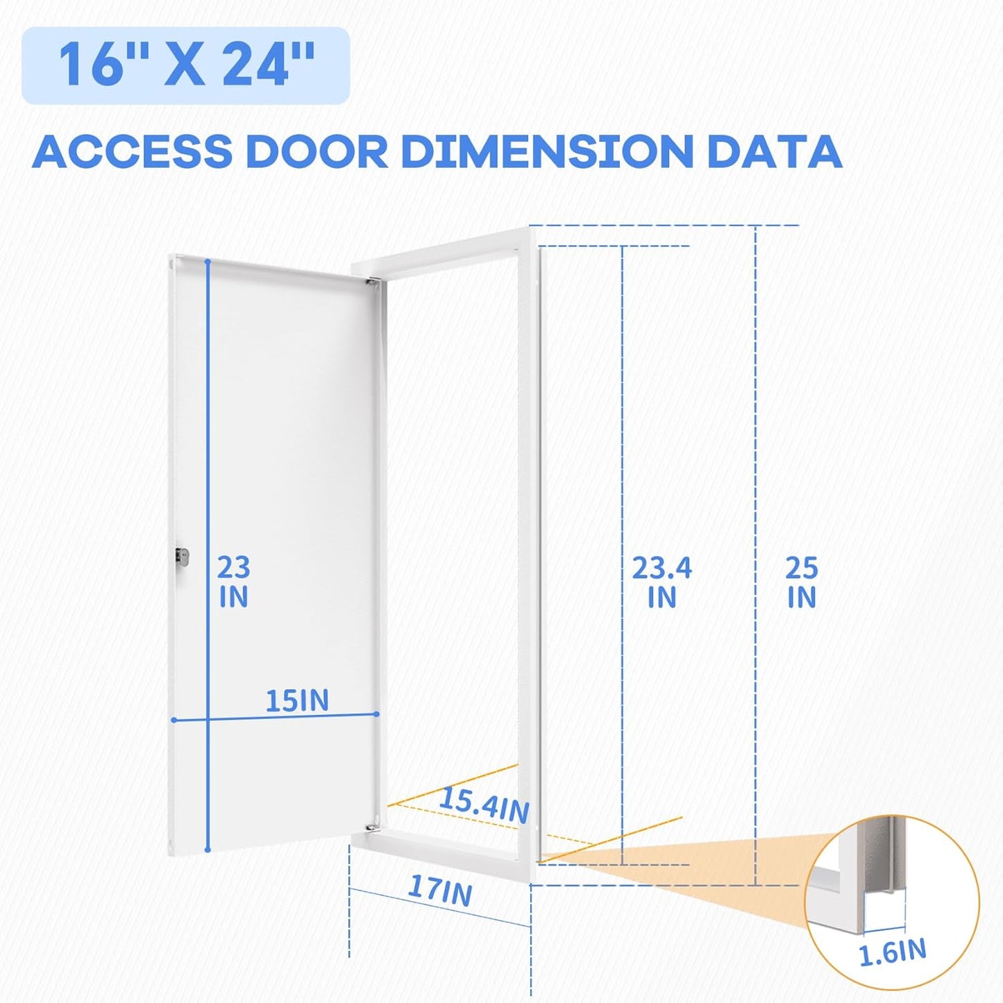 Thick 1 mm Access Panel for Drywall 16x24 – Screwdriver-Operated Latch | Reinforced
