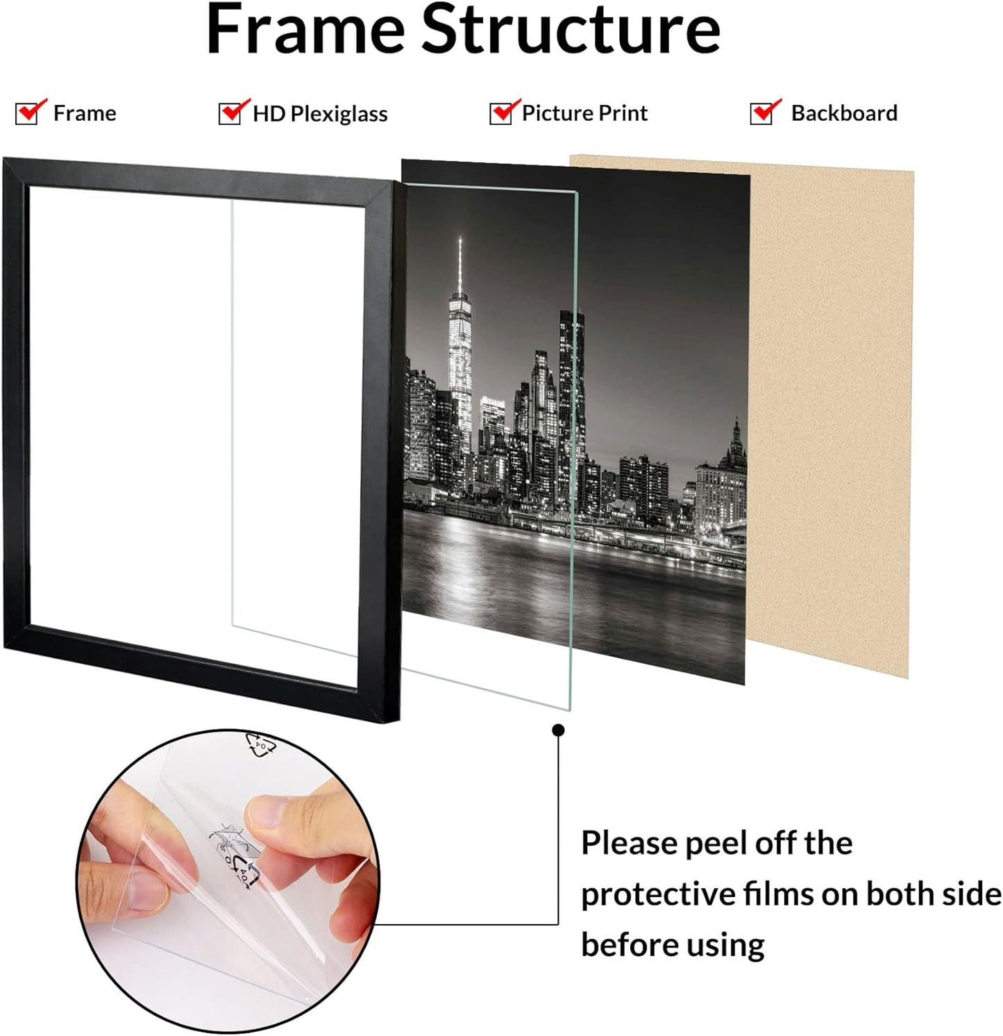 Annecy 20x20 Picture Frame Black（1 Pack）, 20 x 20 Picture Frame for Wall Decoration