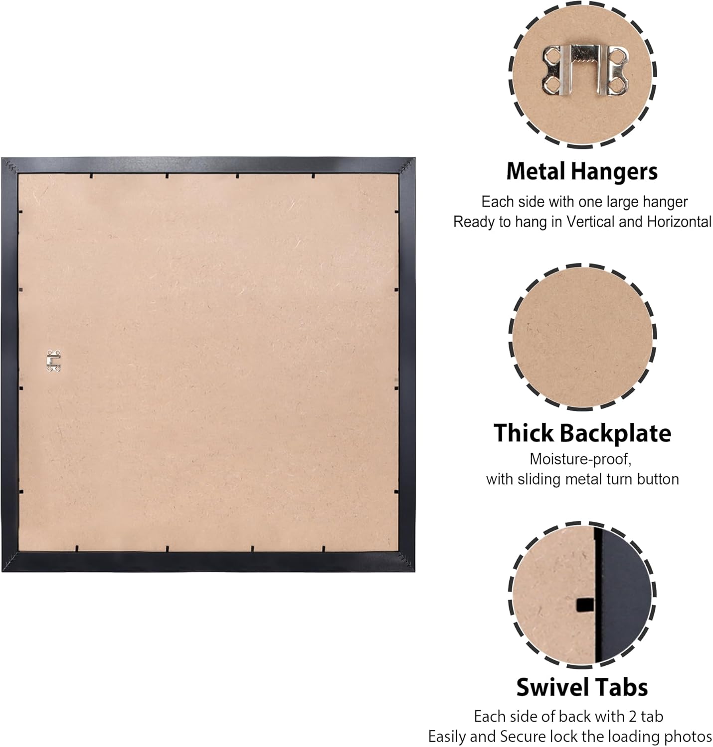 Annecy 20x20 Picture Frame Black（1 Pack）, 20 x 20 Picture Frame for Wall Decoration