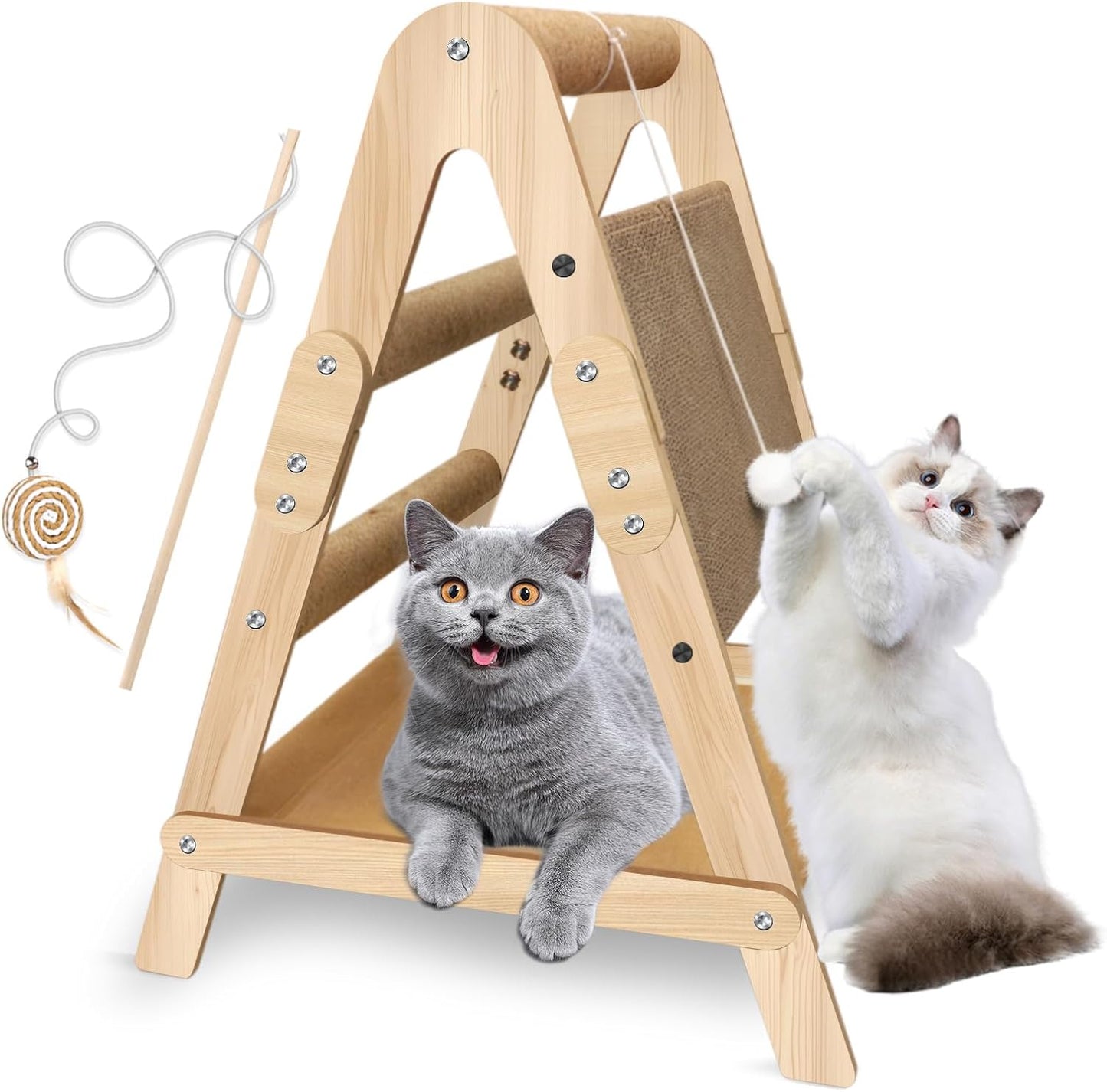 Cats Scratching Pads Cat Climbing Frame Multifunctional Kitten House Toys All-in-one Wooden Climbing Ladder