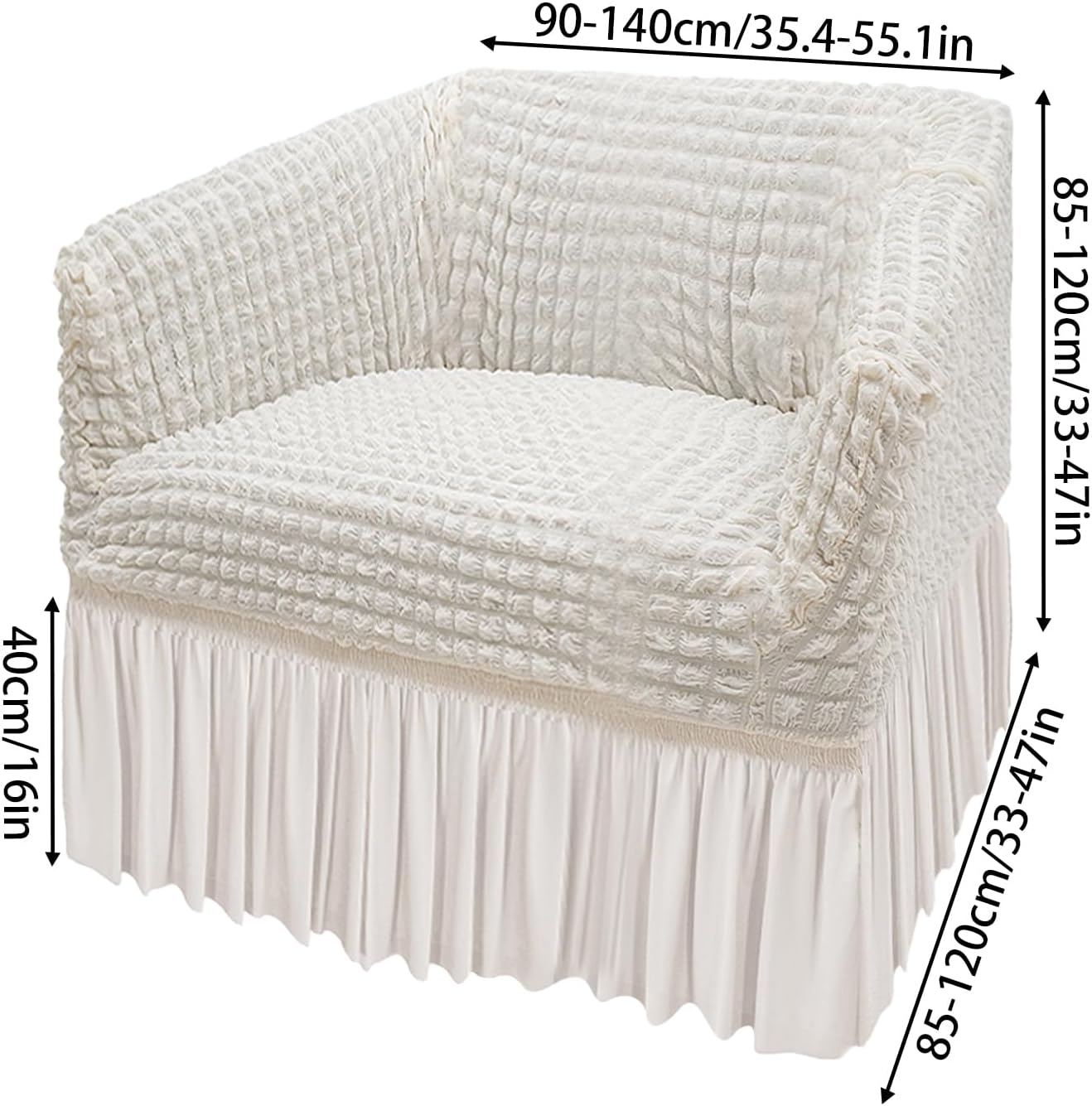 Couch Covers Armchair Stretch Slipcover (Cream White, Small)