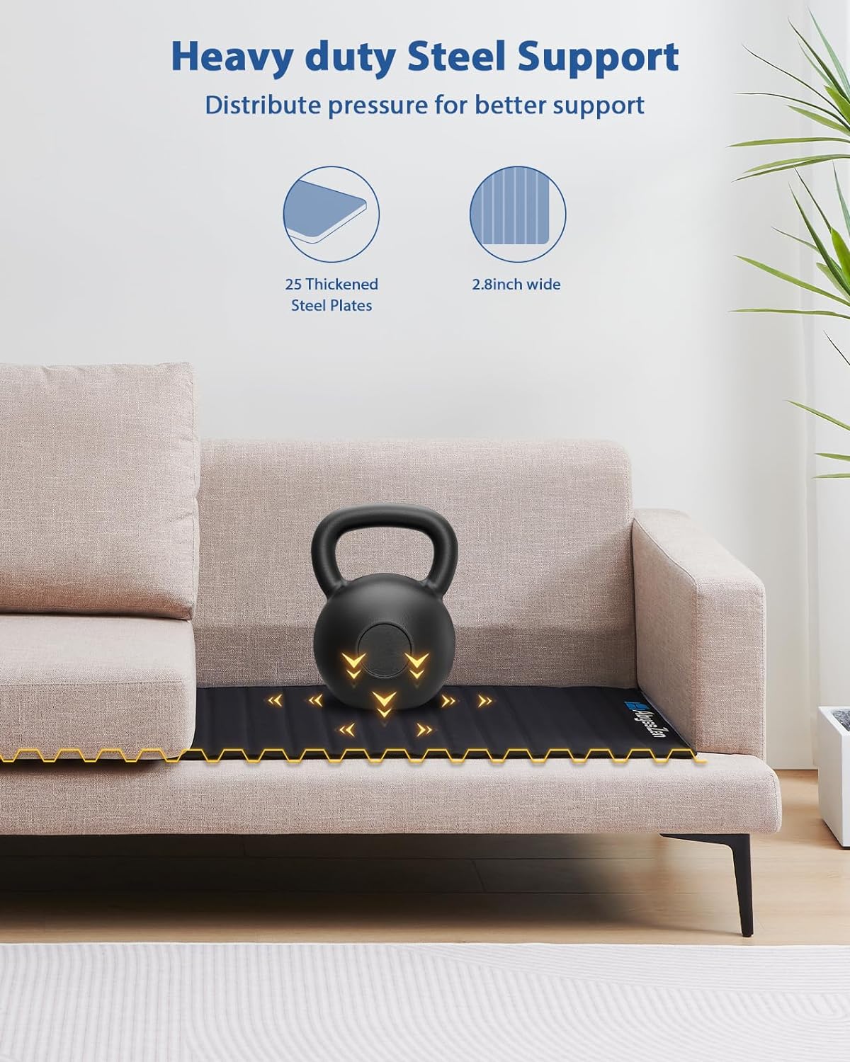 Heavy-Duty Iron Couch Cushion Support [23” x 68”]，Durable Metal Base for Sagging Sofas