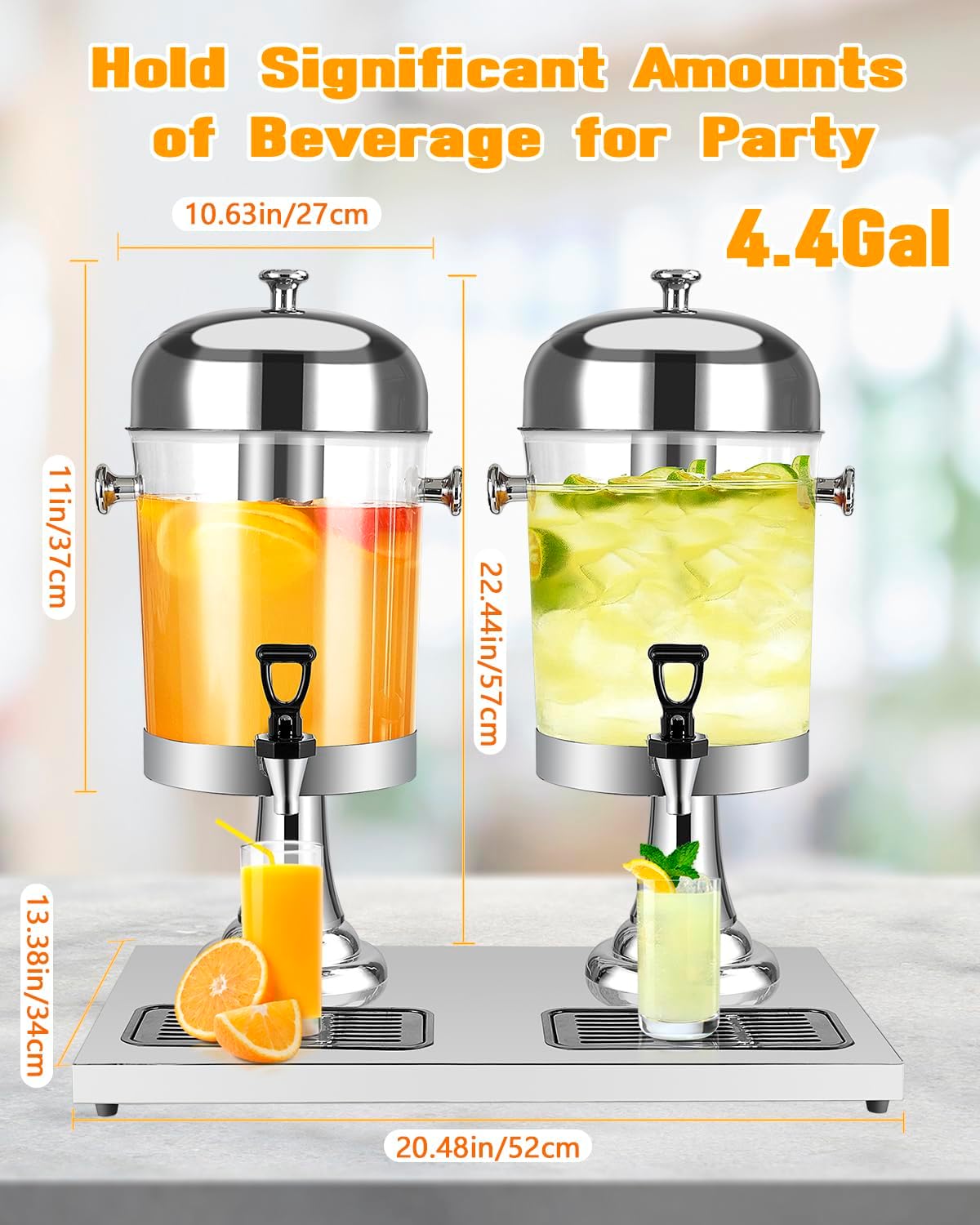 4.4 Gallon Drink Dispenser – Iced Drink Dispenser with Ice Core for Parties