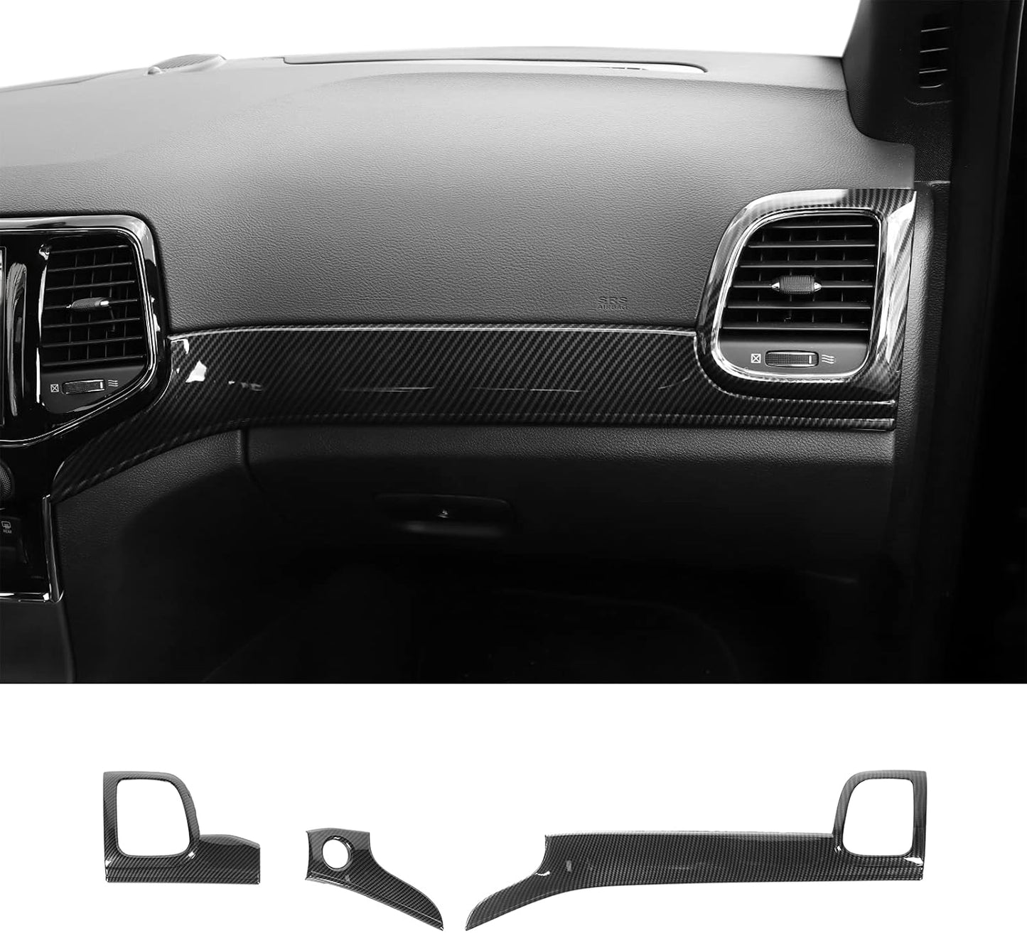 Hoolcar Dashboard Center Console Panel Trim Kit Interior Decor Accessories for 2011-2020 Jeep Grand Cherokee