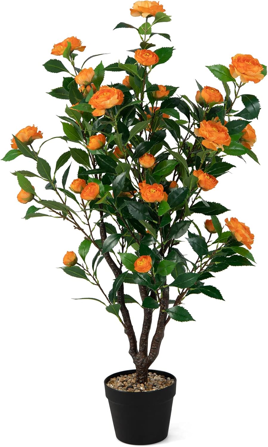 Goplus 40” Artificial Camellia Tree, Flower Plants Artificial Tree