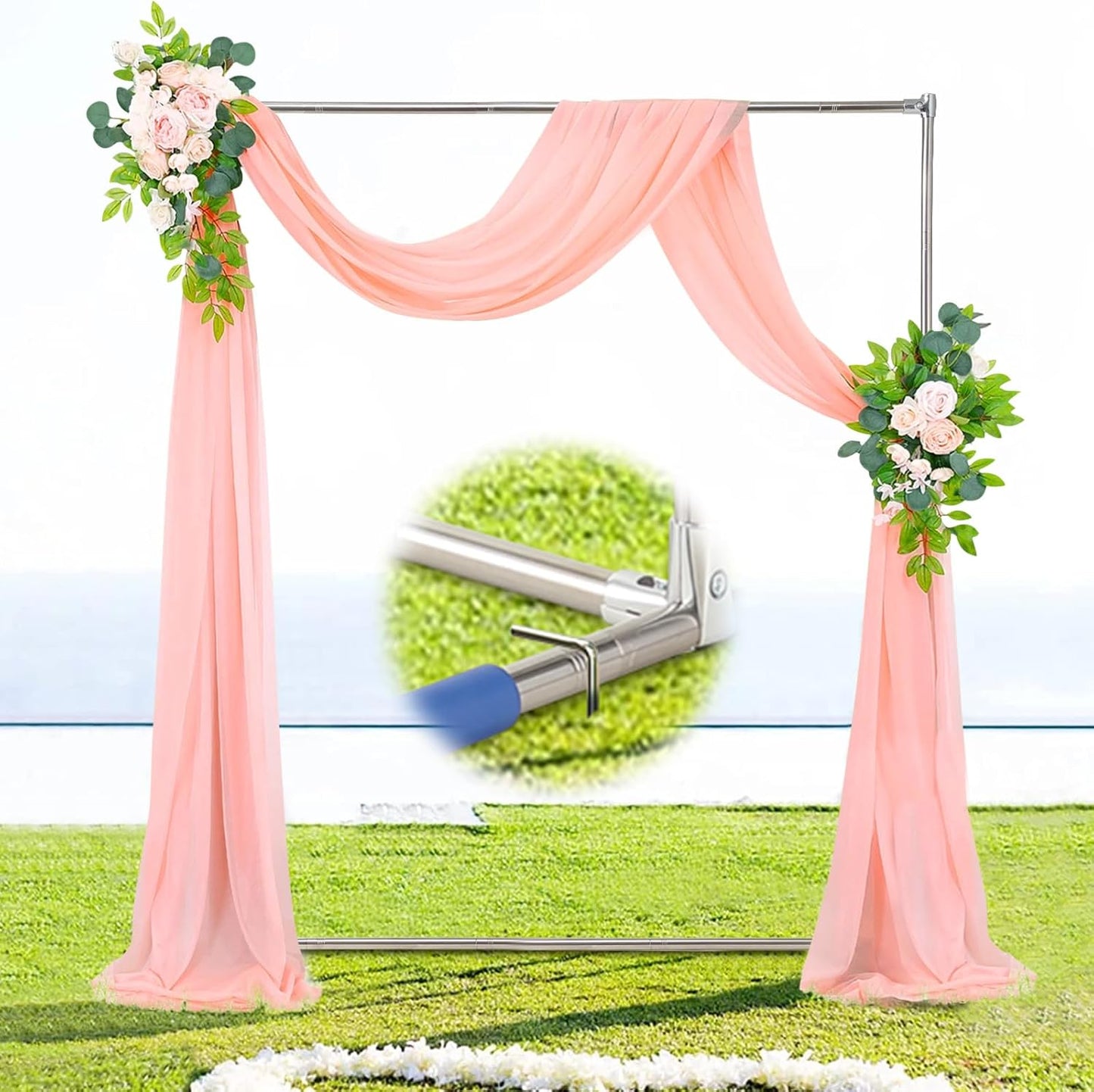 7FT Arch Backdrop Stand, 5FT Wide, Stainless Steel Wedding Arch Stand