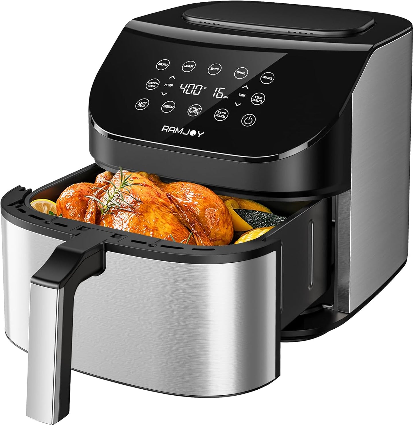 Air Fryer 6.8 Quarts, 10-in-1 Functions, Air Fry, Roast, Bake, Broil, Dehydrate