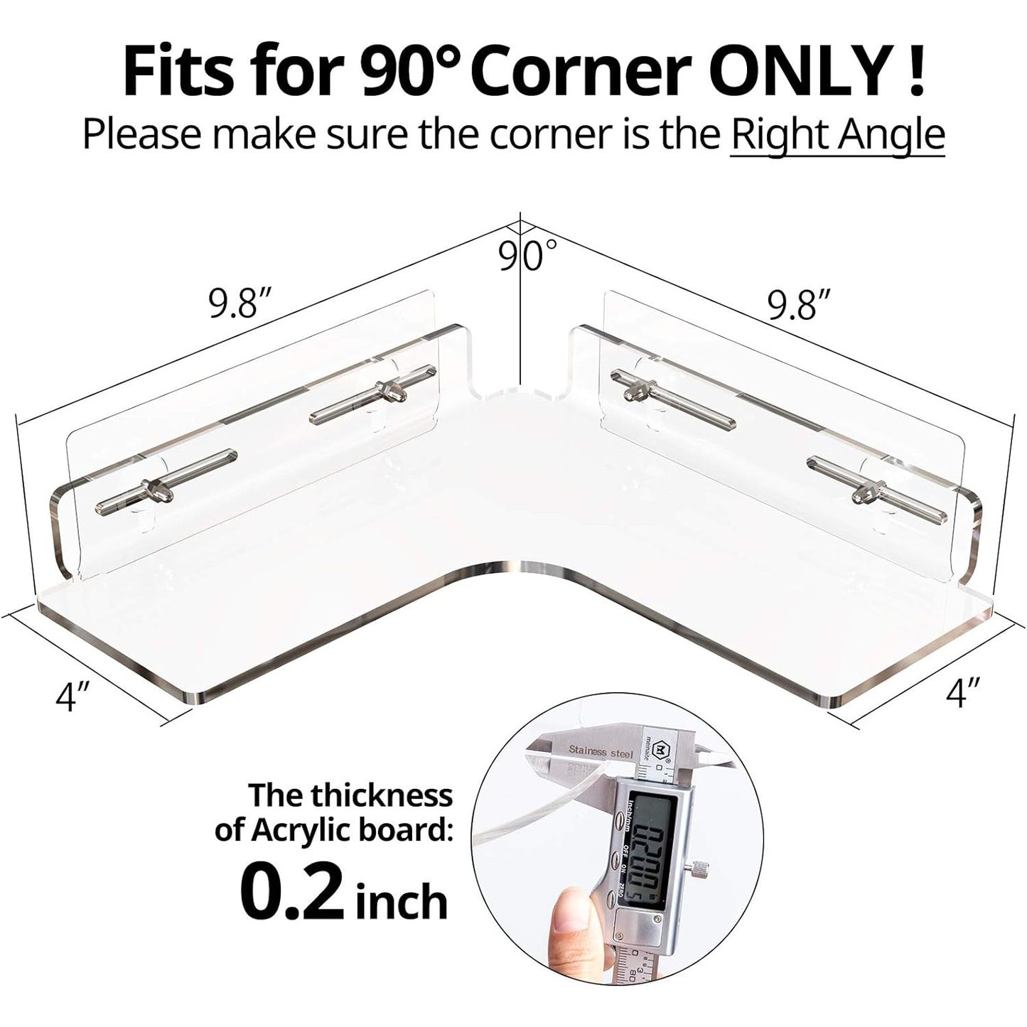 Acrylic Wall Mounted Bathroom Shelf with No Drilling Traceless Adhesive - T&S Outlets