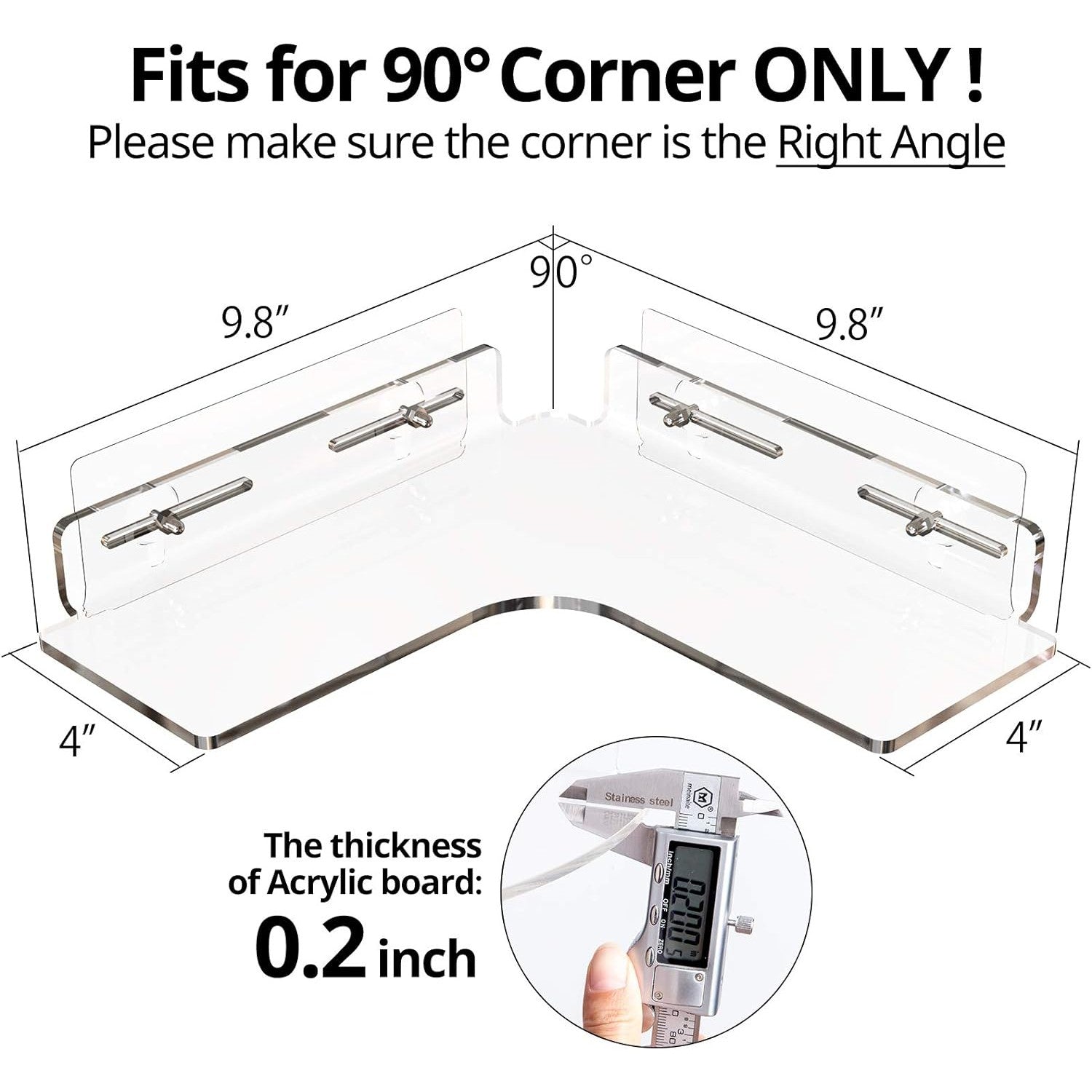 Acrylic Wall Mounted Bathroom Shelf with No Drilling Traceless Adhesive - T&S Outlets