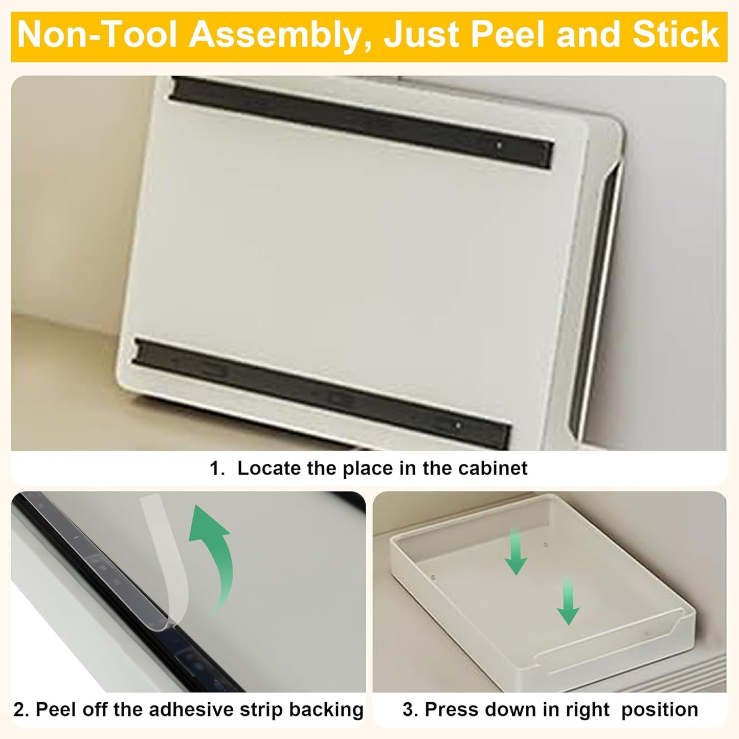 2 Pack Pull Out Cabinet Organizer, Heavy Duty Slide Out Pantry Shelves with Fixed Adhesive Nano Tapes