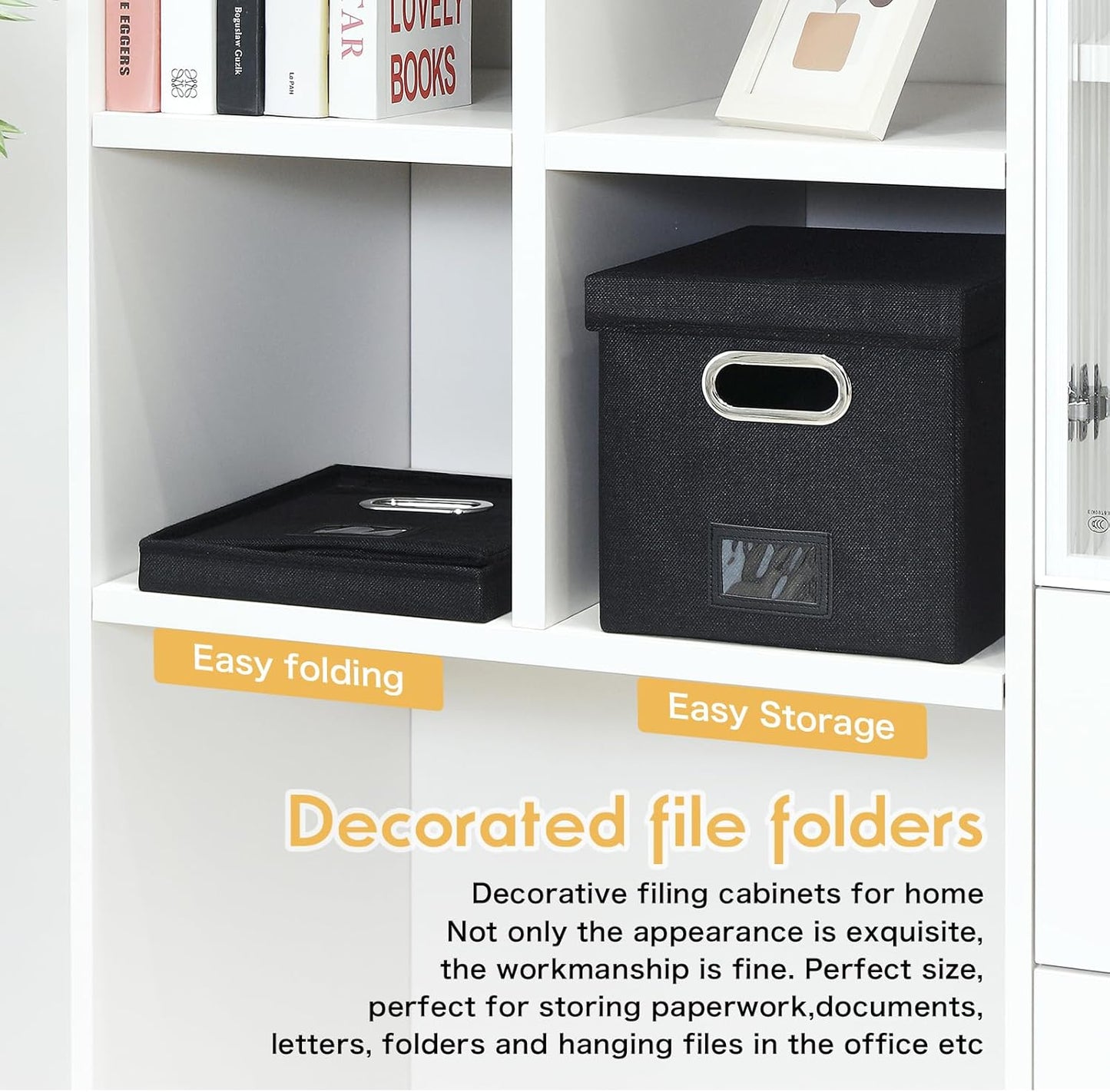 File Organizer Box with Lid - Hanging File Box with One-Piece Plastic Frame