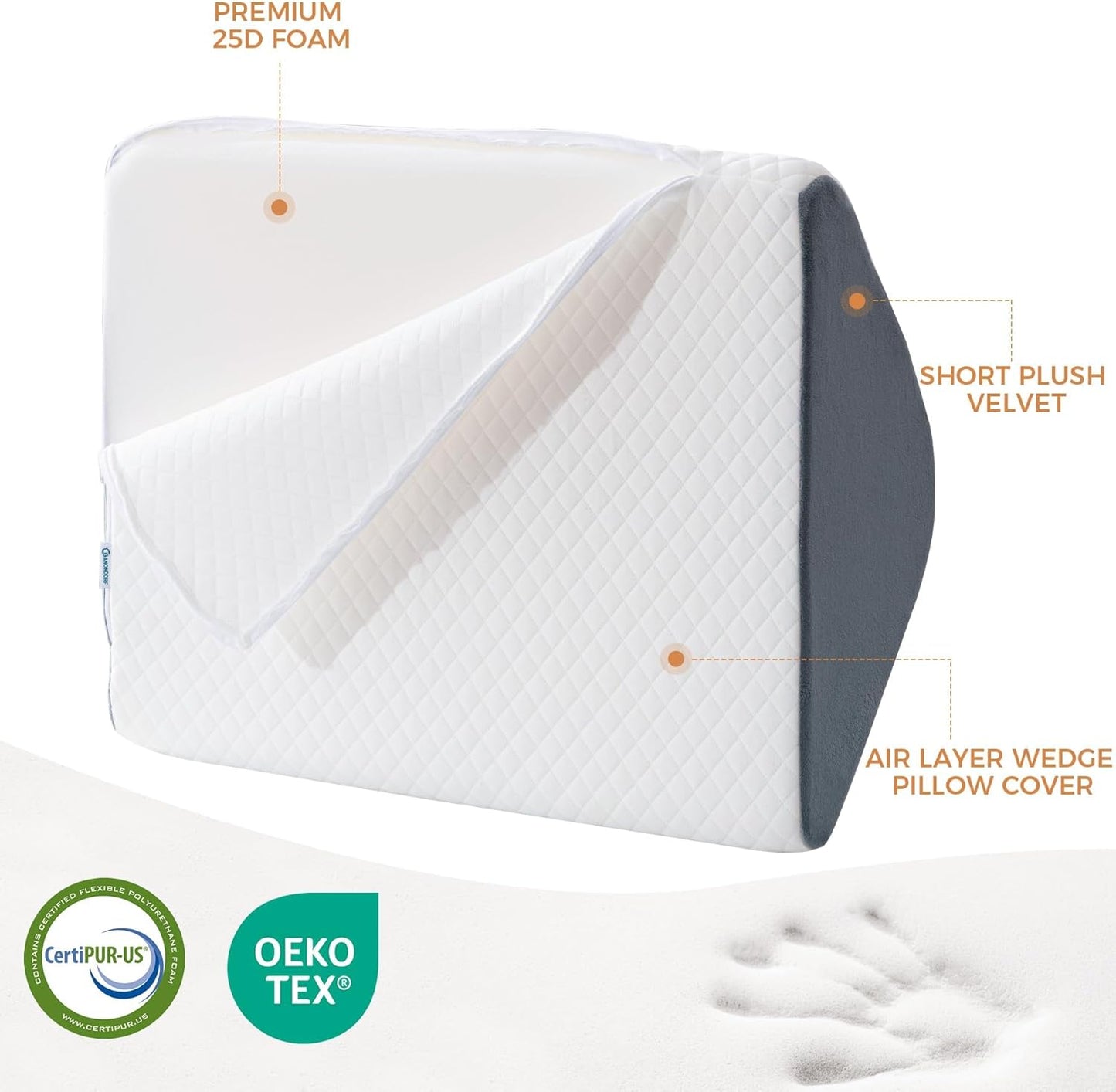 Knee Wedge Pillow 8'' - Leg Elevation Support for Sleep Position