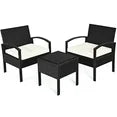 Costway 3 Pieces Rattan Patio Furniture Set with Cushion Outdoor in Black