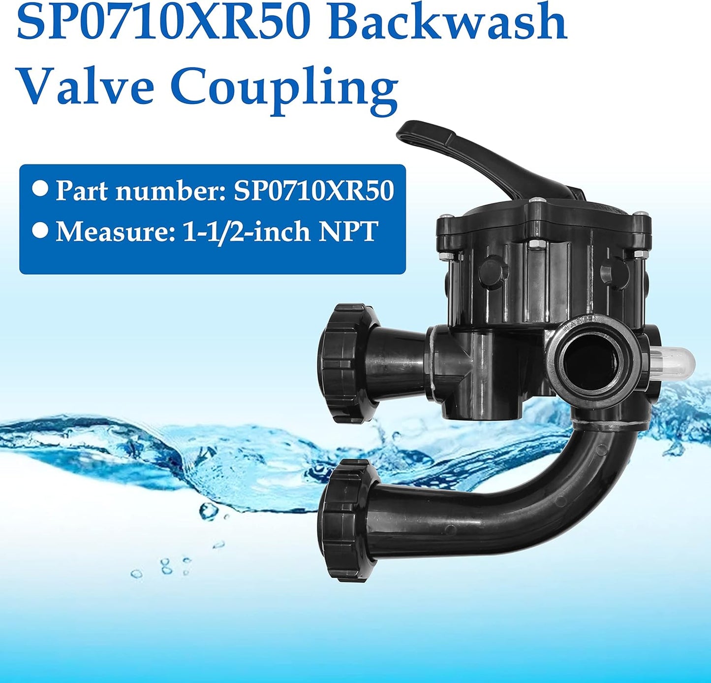 SP0710XR50 Backwash Valve Coupling Compatible with Hayward Pro-Series Vari-Flo，Black