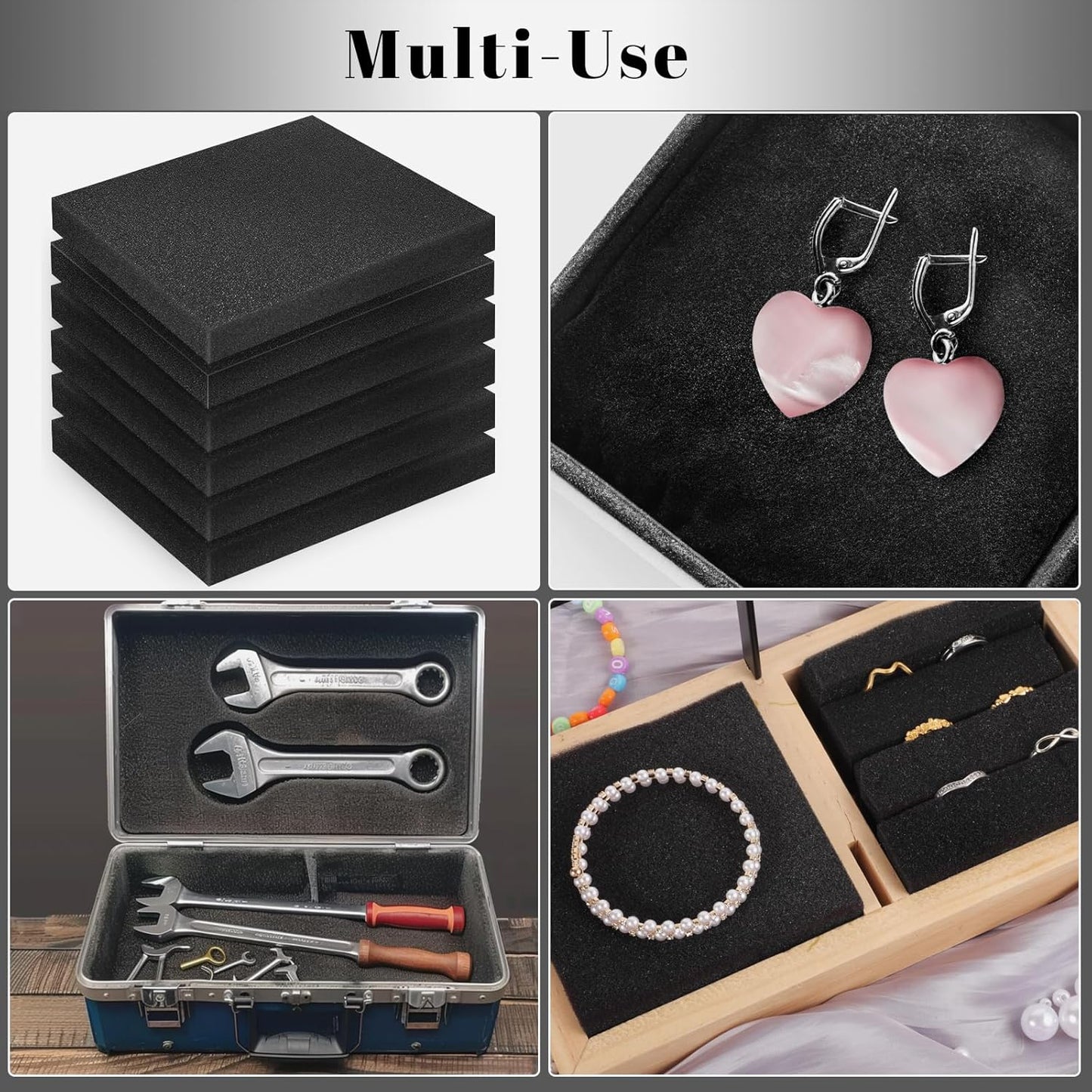 6 Pcs Polyurethane Foam Sheet, 16 x 12 x 1.75 Inch Foam Inserts for Cases Cuttable Foam