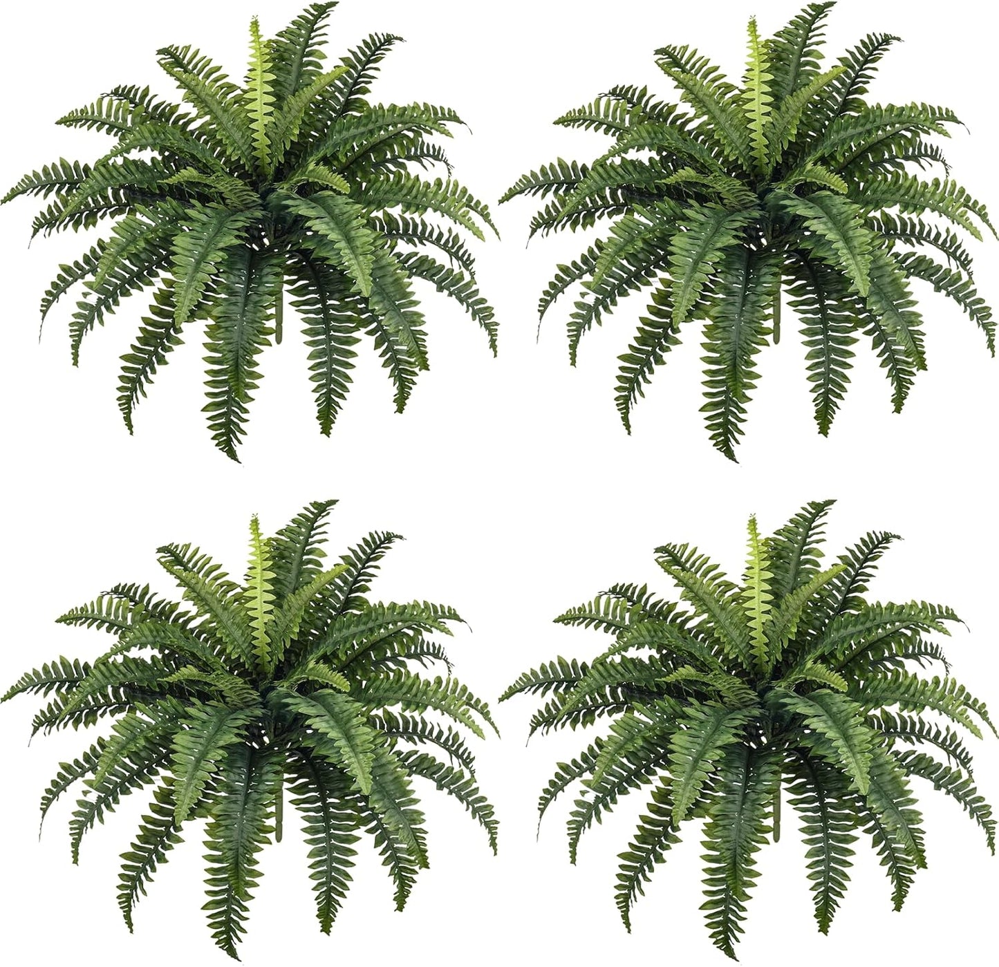 35" Fake Ferns, 4 Large Artificial Bonston Ferns Bushes Plants with 39 Fronds