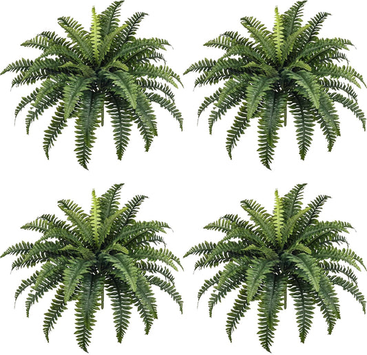 35" Fake Ferns, 4 Large Artificial Bonston Ferns Bushes Plants with 39 Fronds