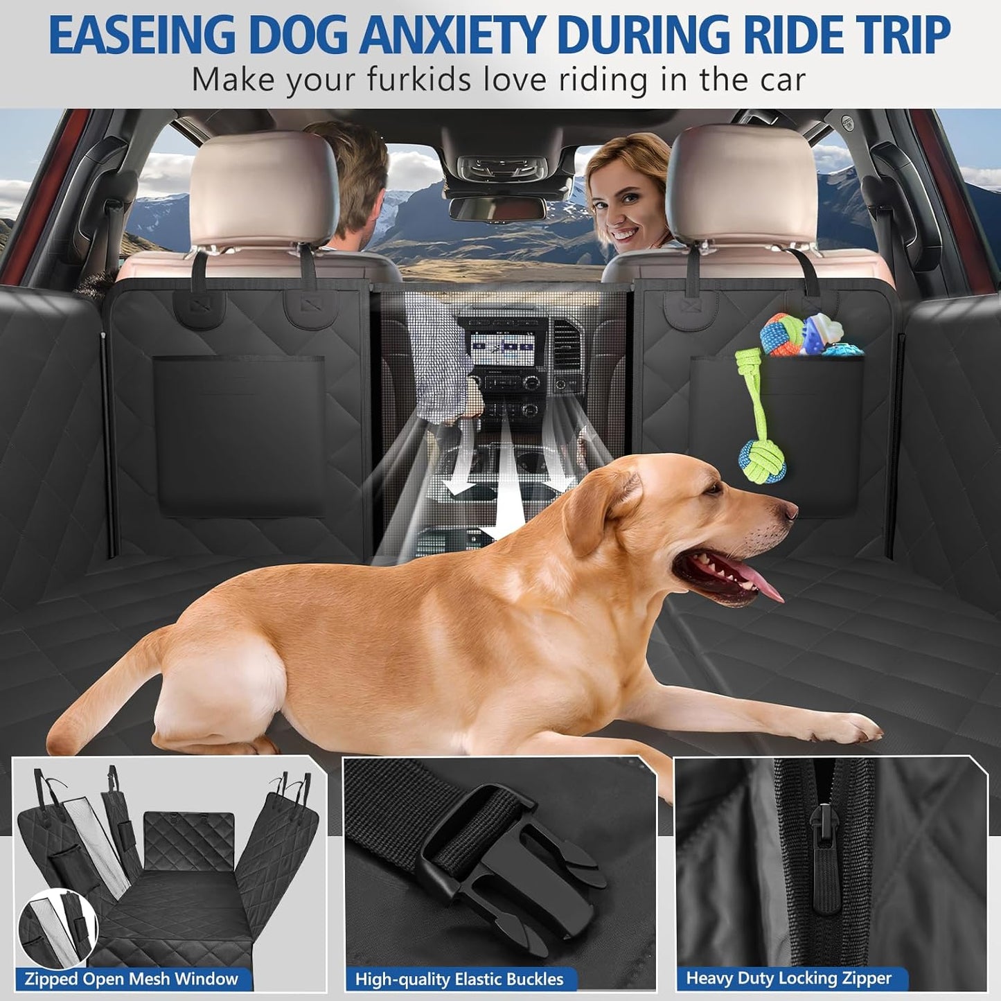 XL Truck Back Seat Extender for Dogs, Dog Seat Cover Back Seat Holds 420lbs