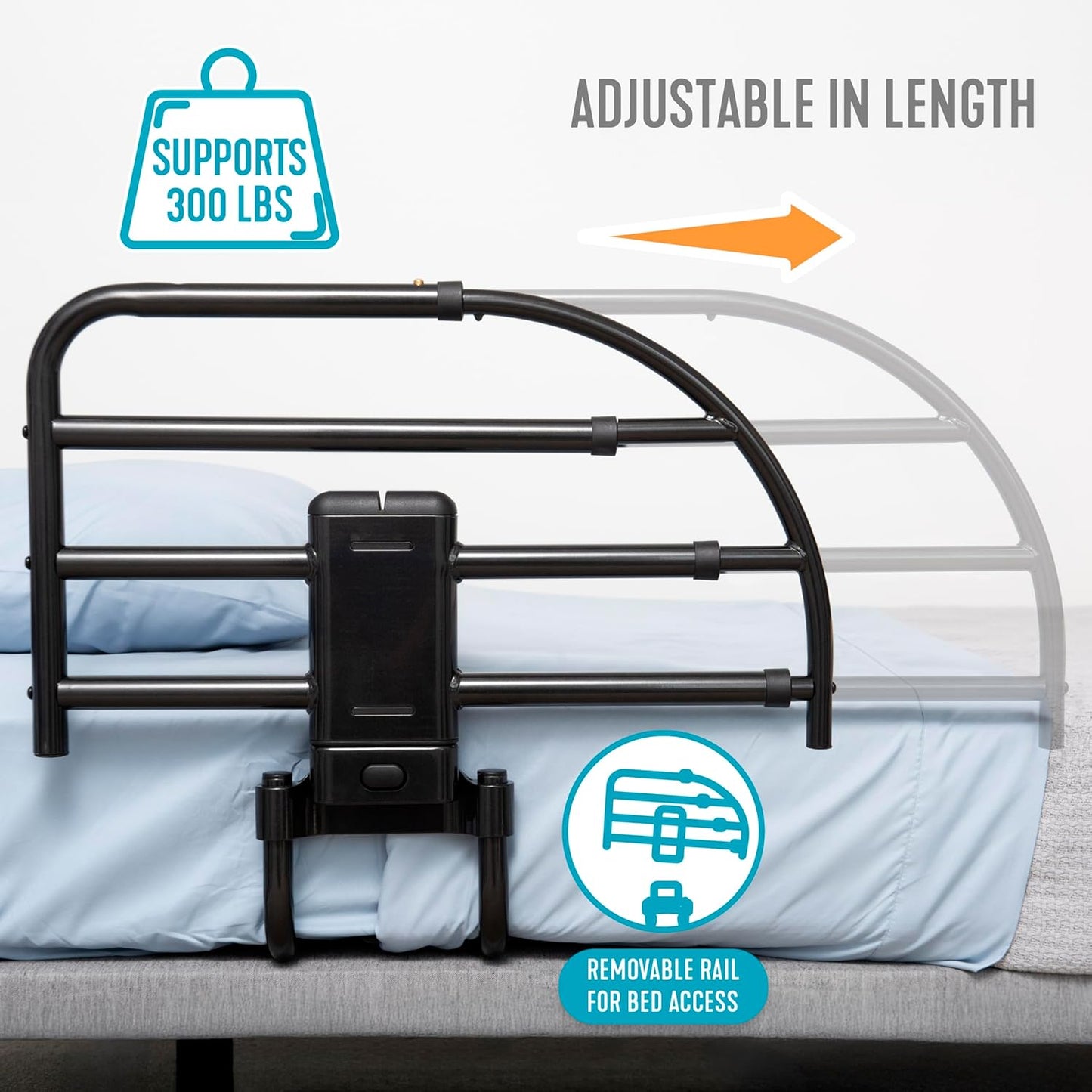 Able Life Click-N-Go Extendable Bed Rail for Wood Adjustable Bed Frames.