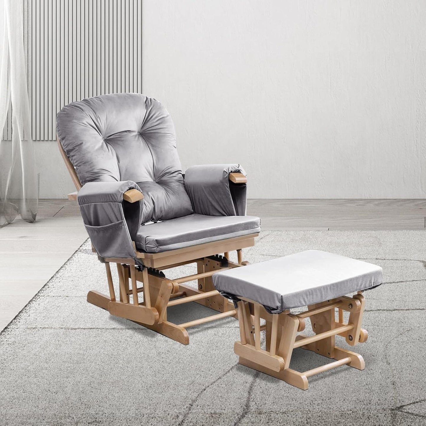 Lucky Monet 5Pcs Glider Rocker Cushions Set【Cushion ONLY 】- Velvet Glider Rocker Replacement Cushions