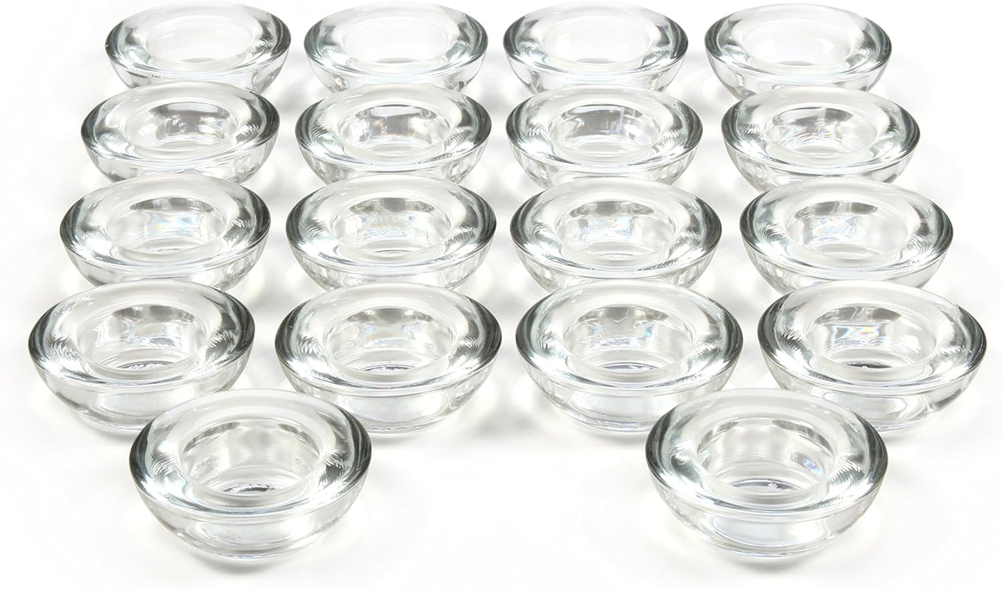 Hosley Set of 18 Clear Glass LED Tealight Holders 3 Inch Diameter