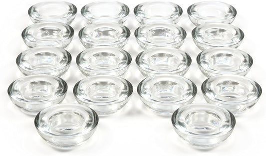Hosley Set of 18 Clear Glass LED Tealight Holders 3 Inch Diameter