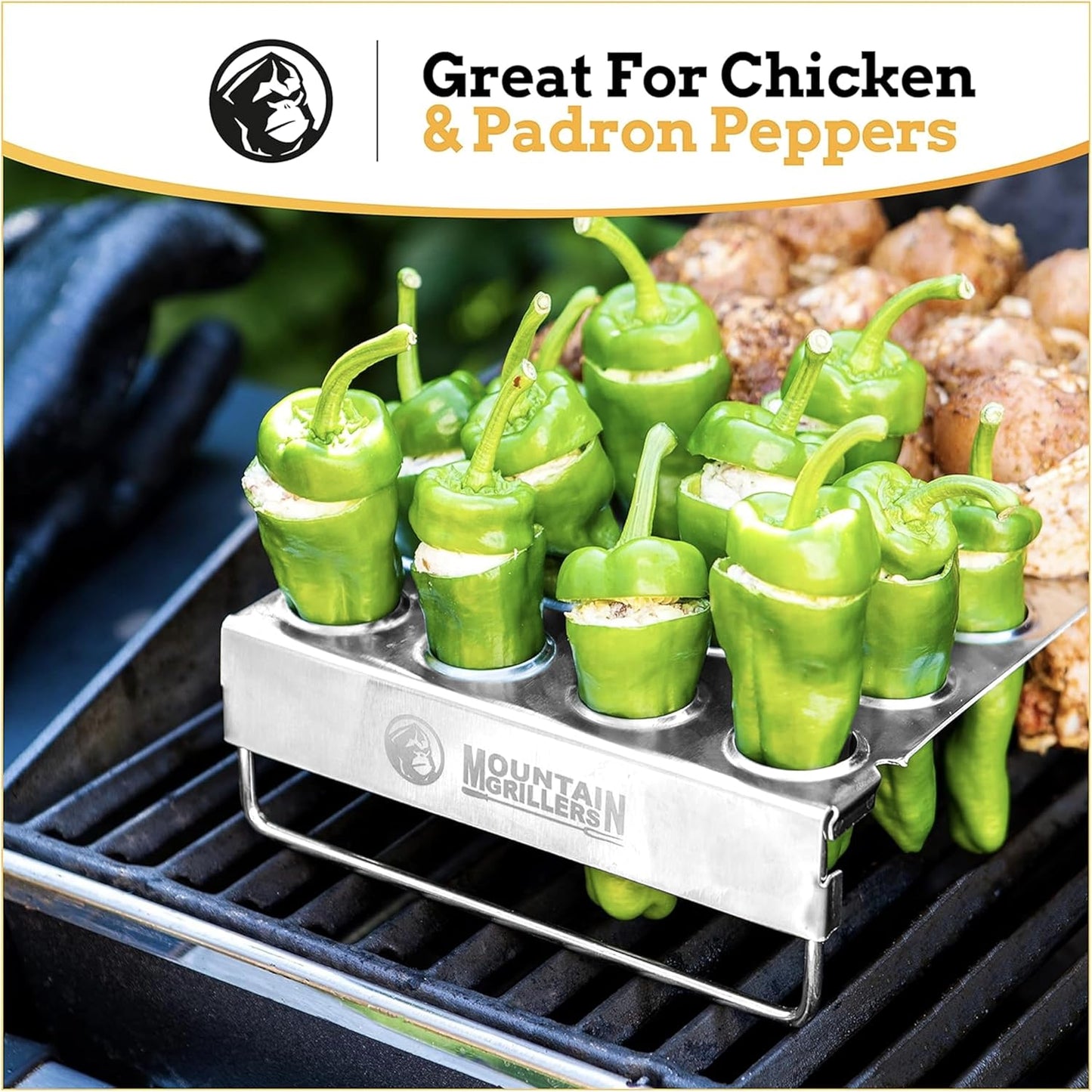 MOUNTAIN GRILLERS Jalapeno Popper Holder for Grill with Corer