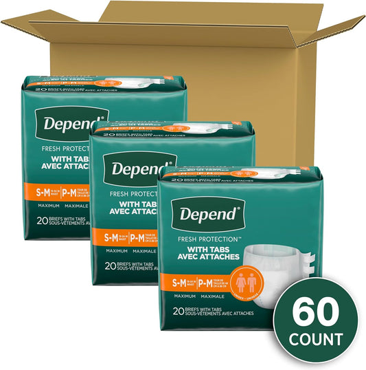 Depend Incontinence Protection with Tabs, Unisex, Small/Medium (19–34" Waist