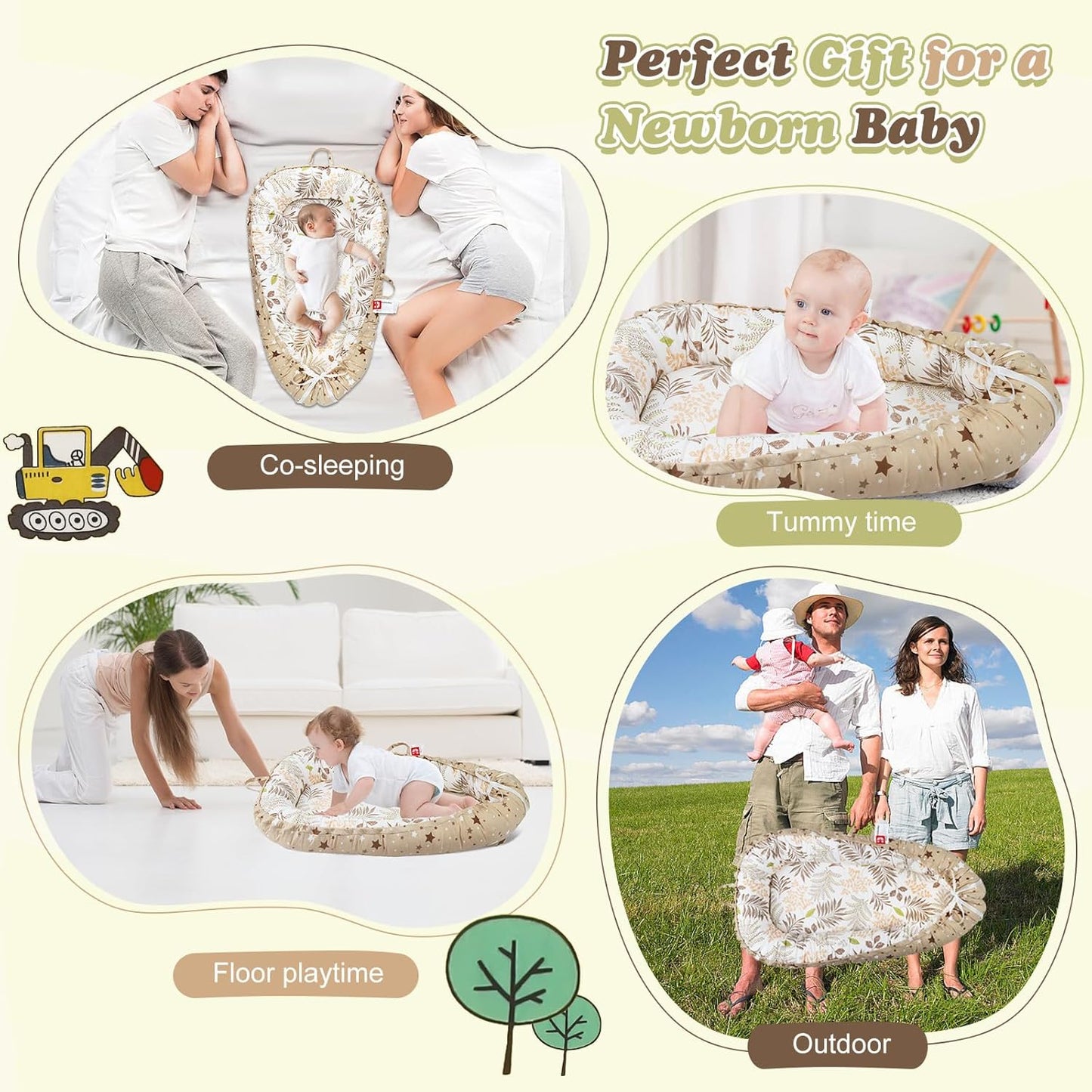 Baby Lounger for Newborn，Breathable & Soft Baby Nest Cover