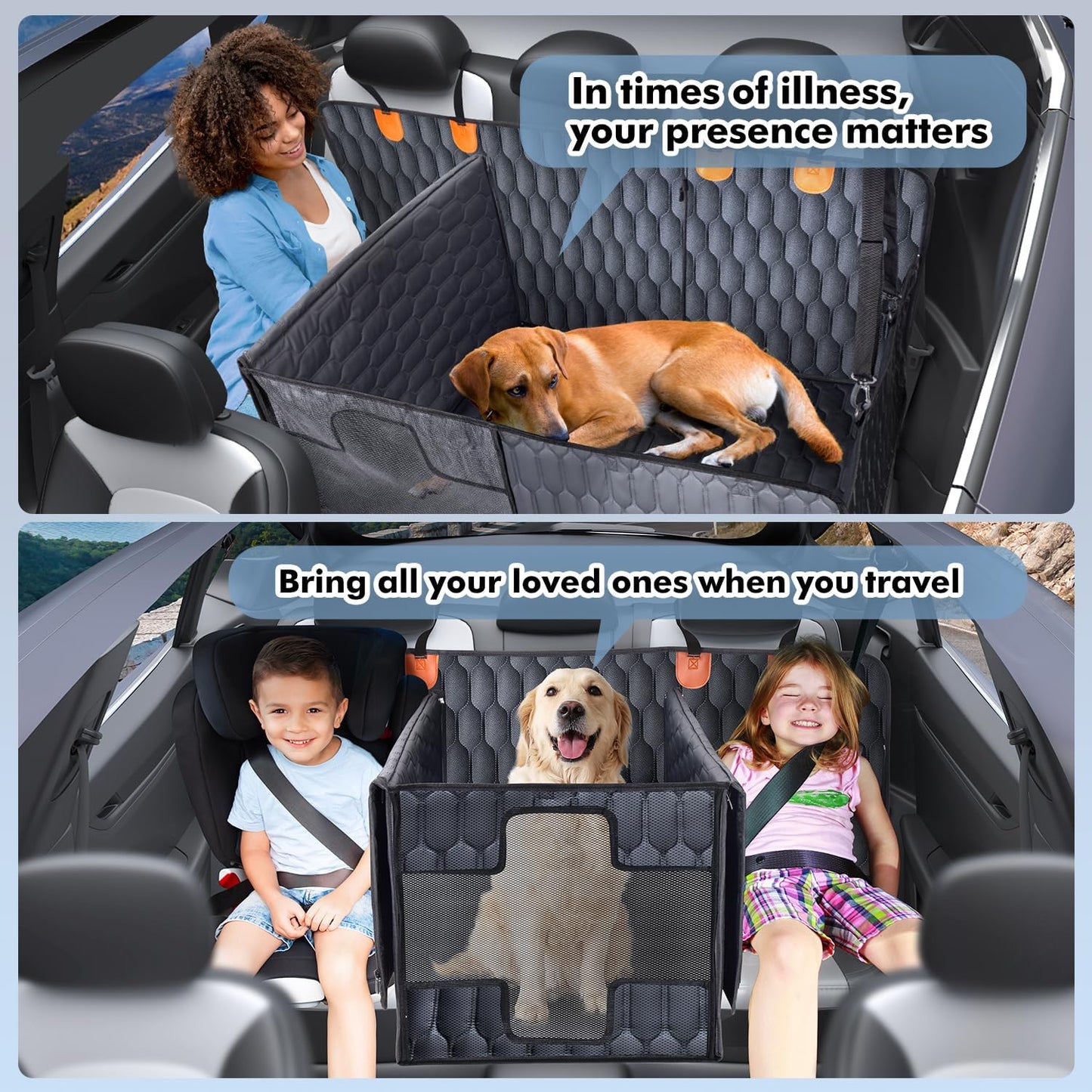 XL 3-in-1 Convertible PU Leather Dog Car Seat Extender & Booster Seat – 400lb Capacity, Waterproof, Hard Bottom