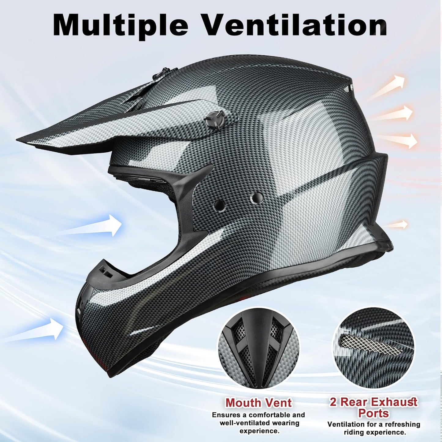 Favoto Adult Dirt Bike Helmets - DOT Approved Lightweight Motocross -XL